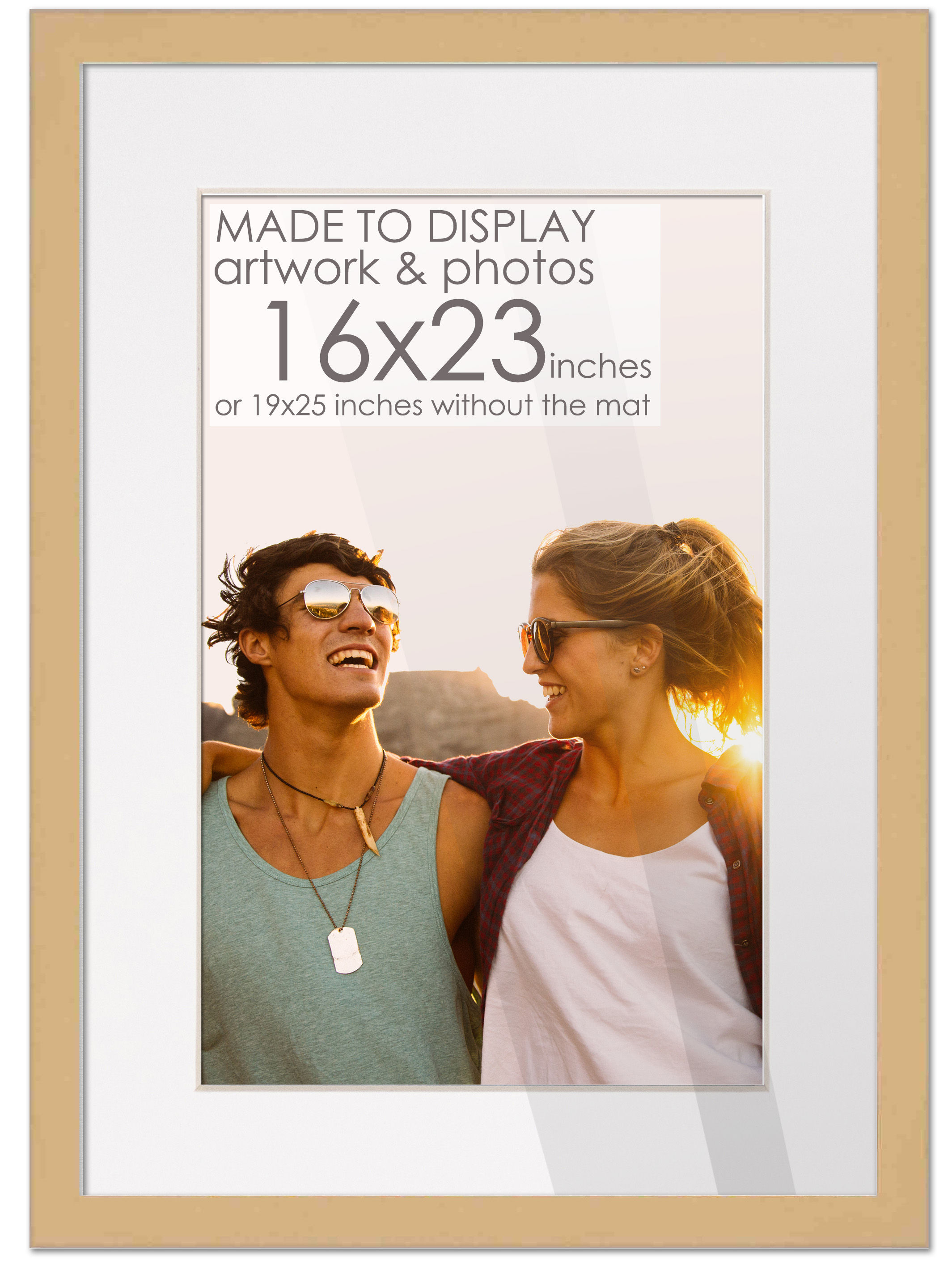 16x23 Naturrahmen für 16x23 Bild oder 19x25 Poster ohne weißes Fotopassepartout