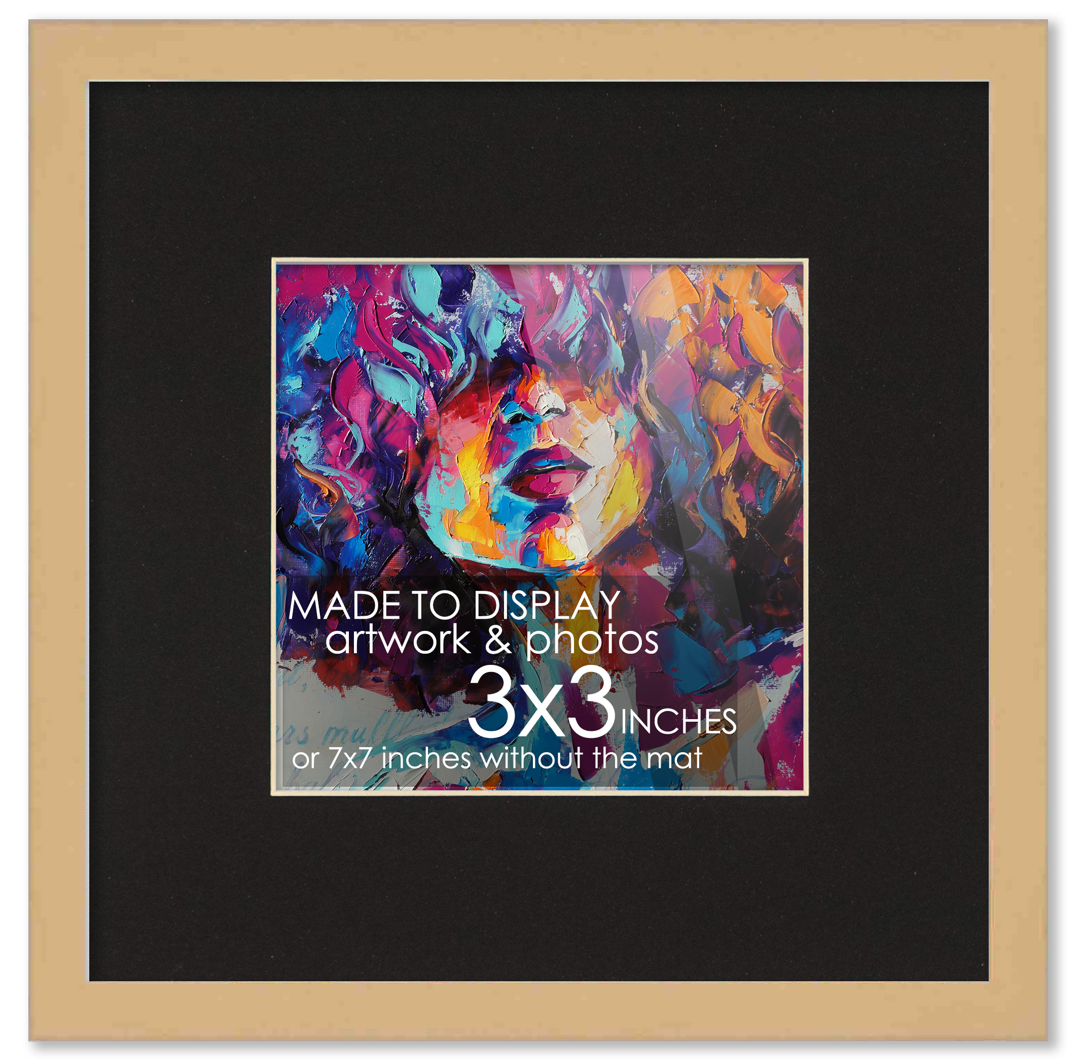 3x3 Naturrahmen für 3x3 Bild oder 7x7 Kunst Poster ohne schwarzes Fotopassepartout
