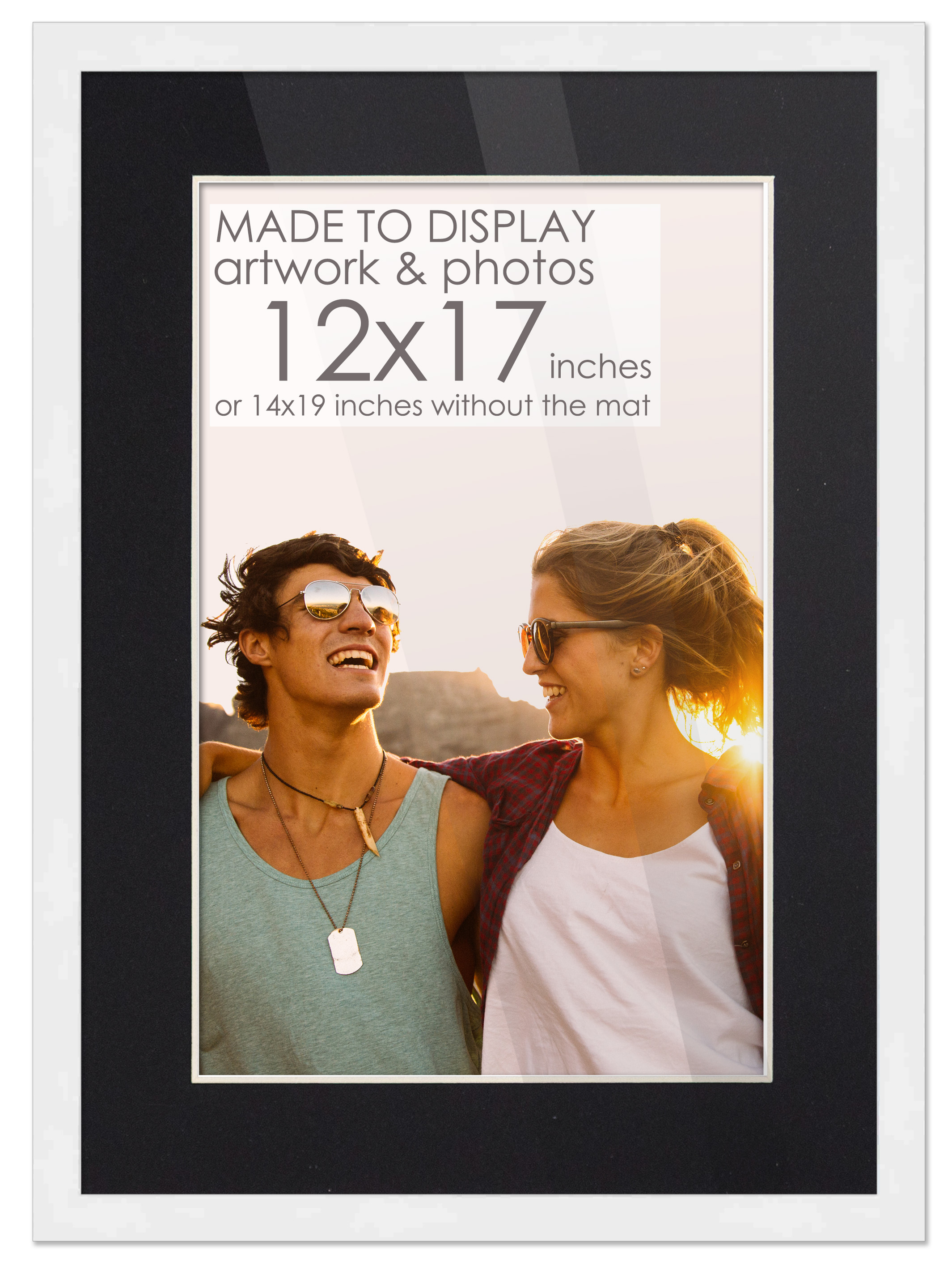 12x17 Frame White for 12x17 Picture or 14x19 Art Poster Without Black Photo Mat main product image