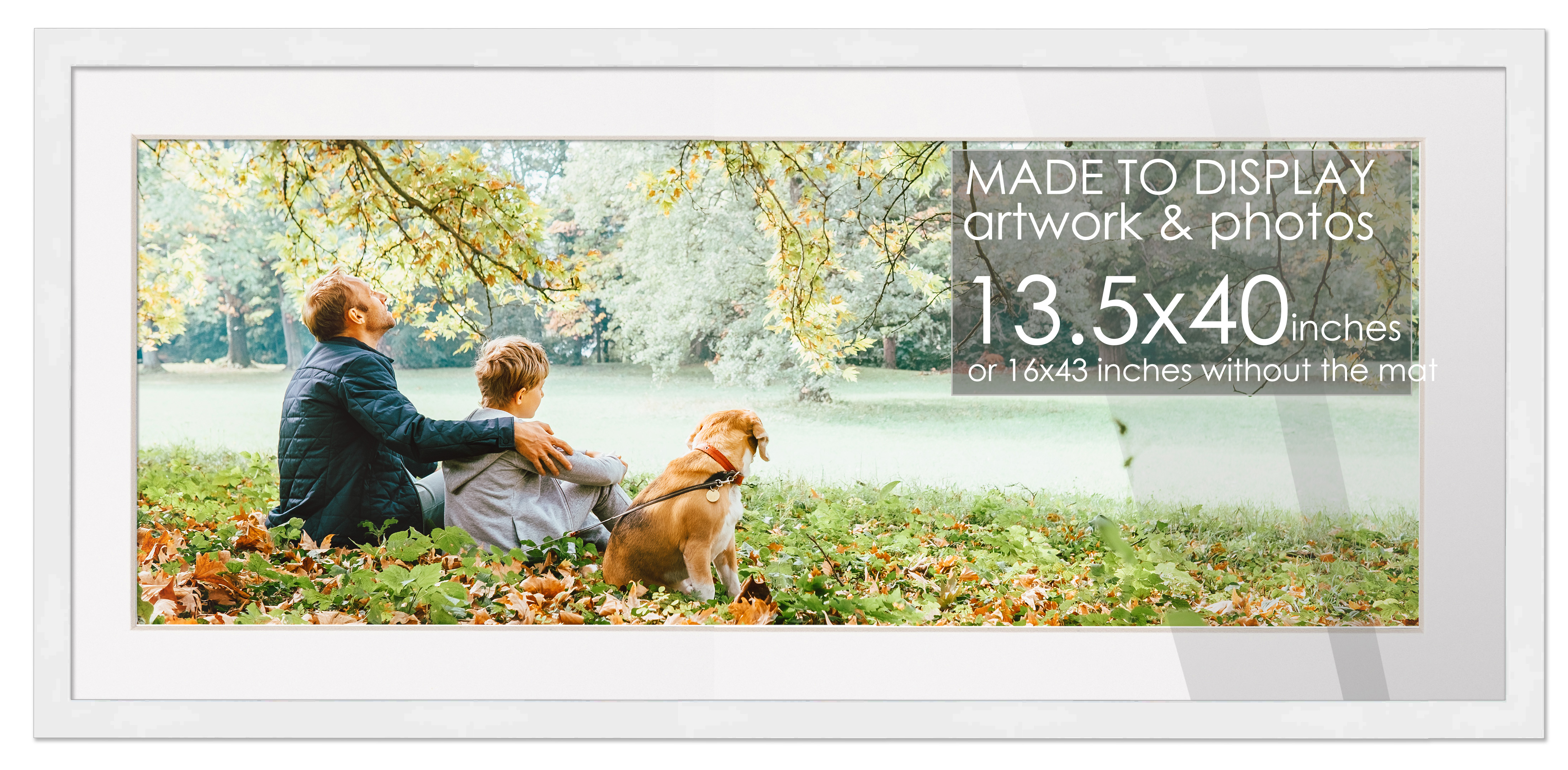 13.5x40 Frame White for 13.5x40 Picture or 16x43 Poster Without White Photo Mat main product image