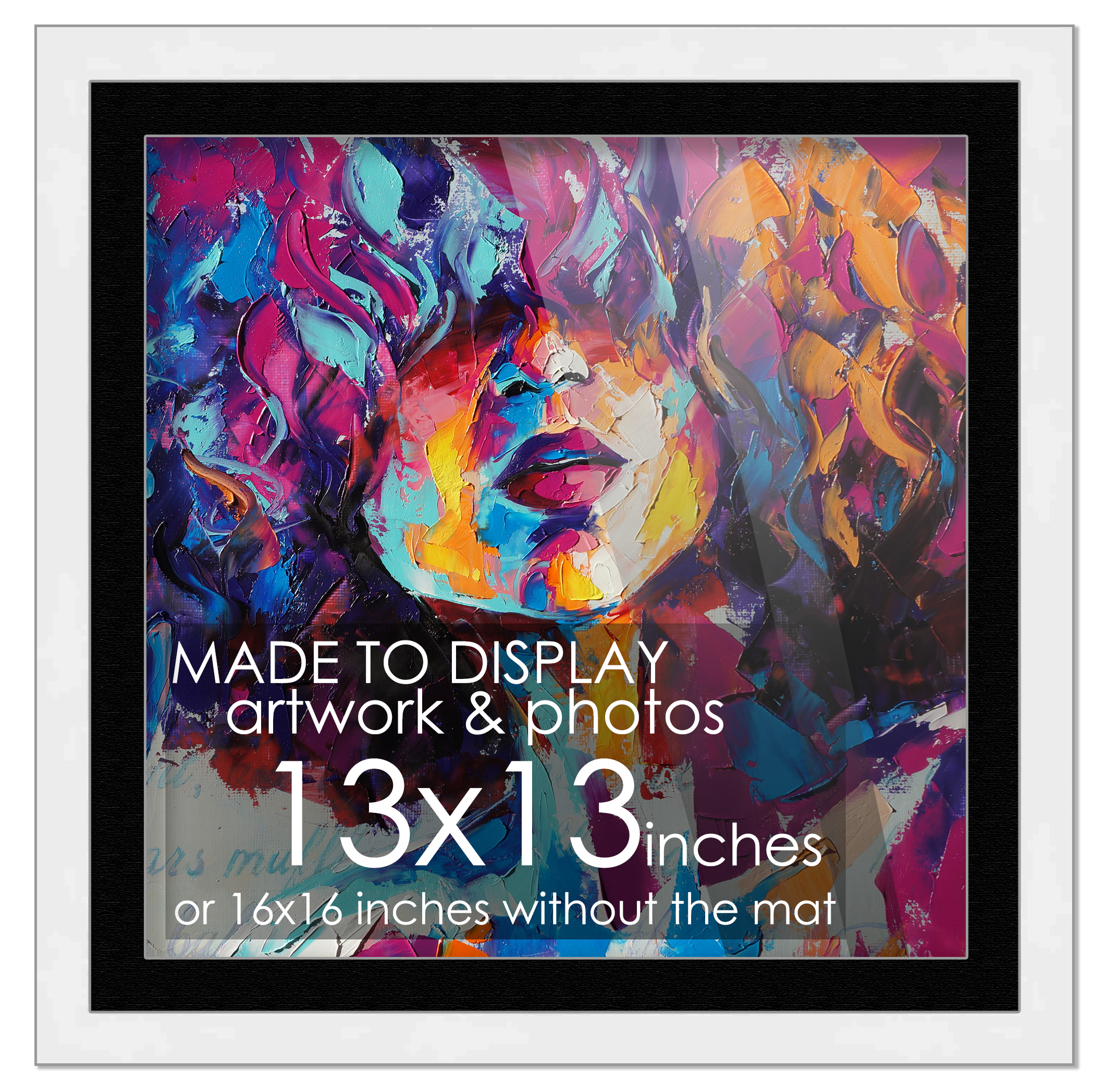 13x13 Frame White for 13x13 Picture or 16x16 Art Poster Without Black Photo Mat main product image