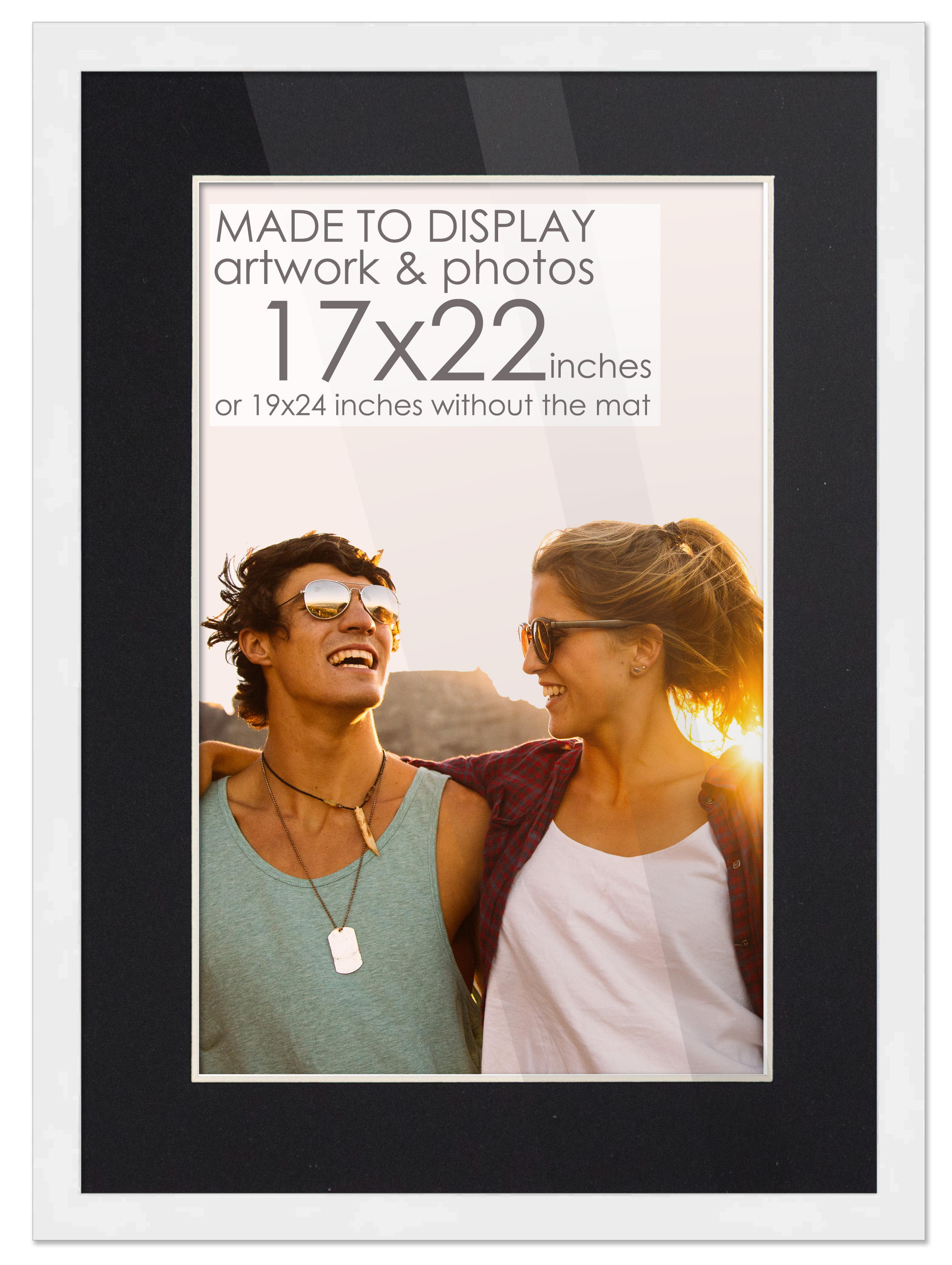 17x22 Frame White for 17x22 Picture or 19x24 Art Poster Without Black Photo Mat main product image