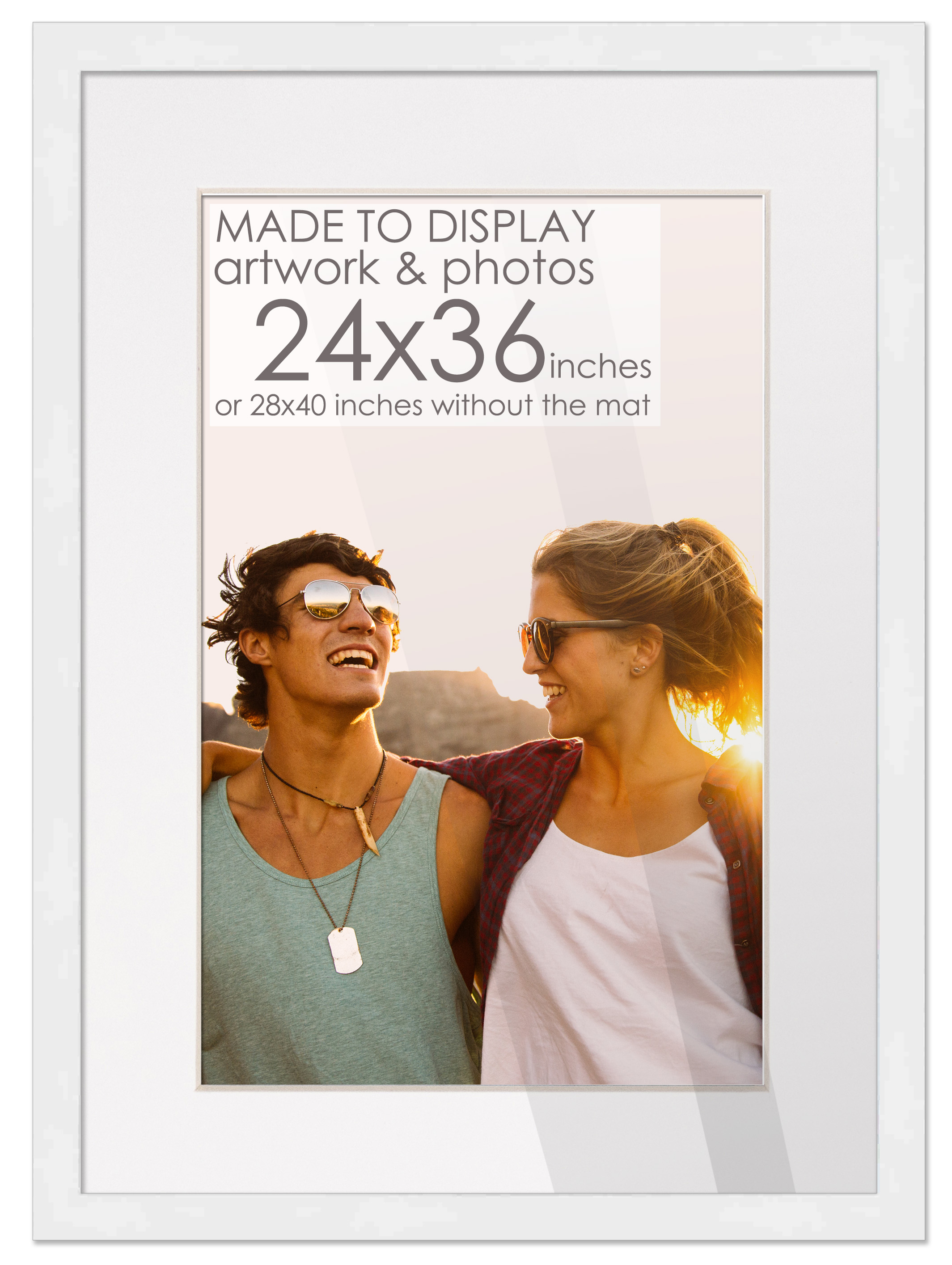 24x36 Frame White for 24x36 Picture or 28x40 Art Poster Without White Photo Mat