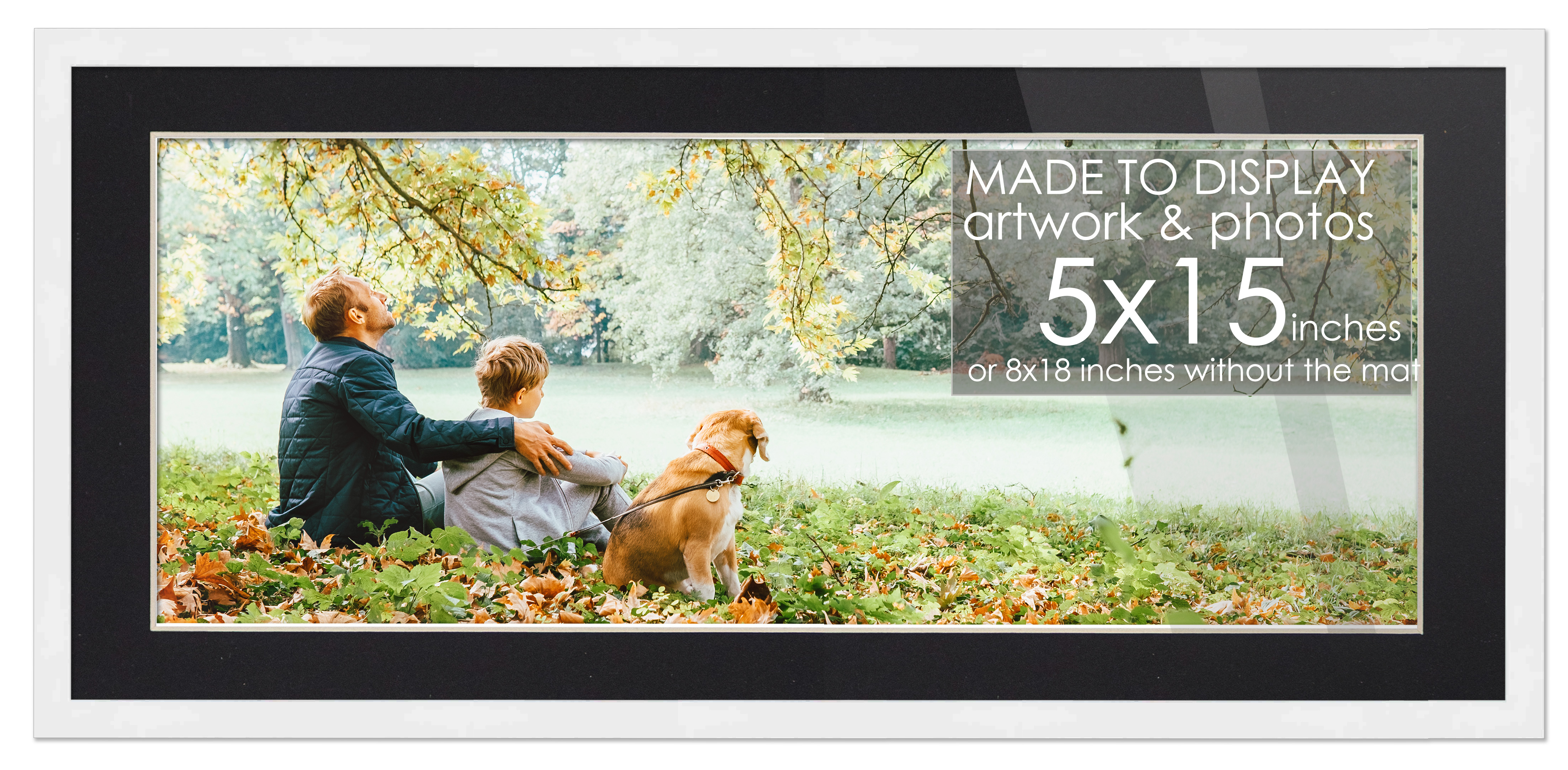 5×15 Frame White for 5×15 Picture or 8×18 Art Poster Without Black Photo Mat