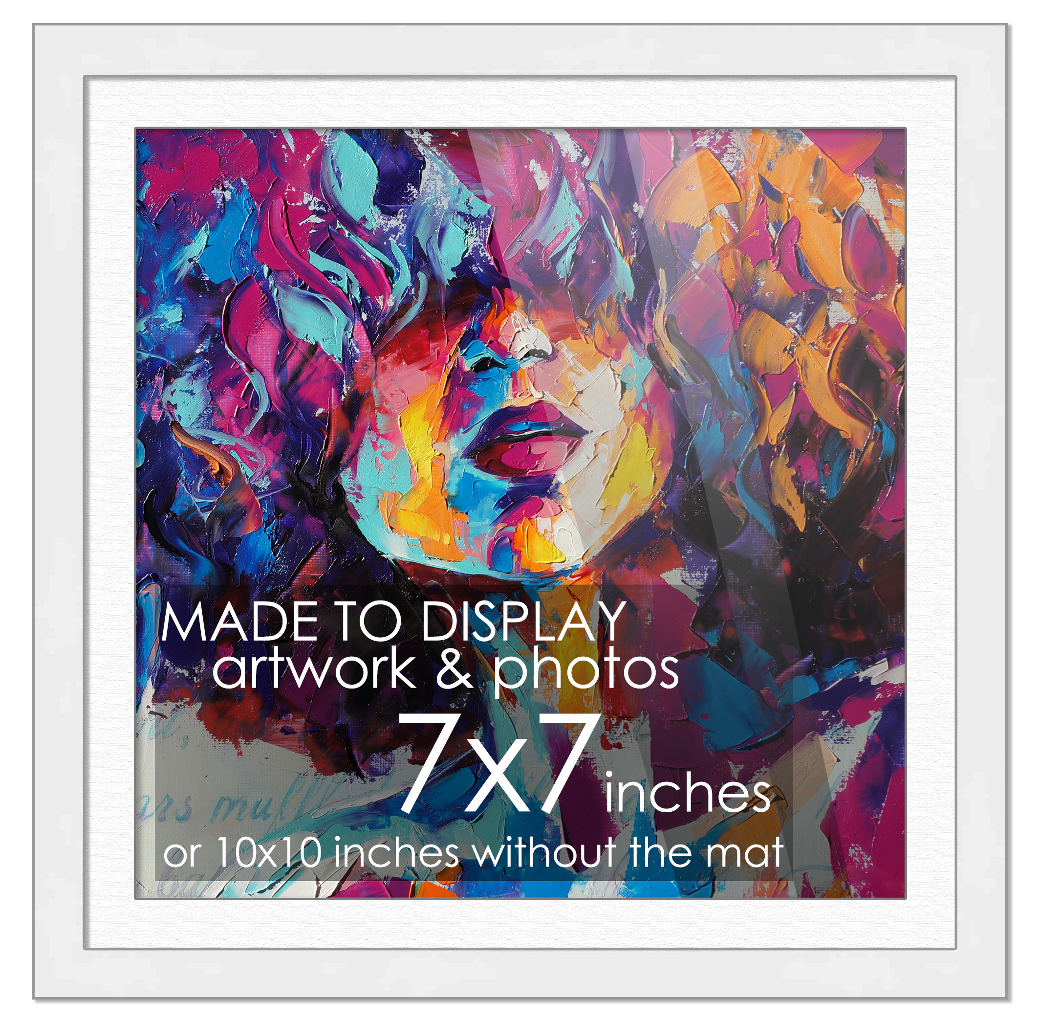 7x7 Rahmen weiß für 7x7 Bild oder 10x10 Kunst Poster ohne weißes Fotopassepartout - Bild 1 von 9