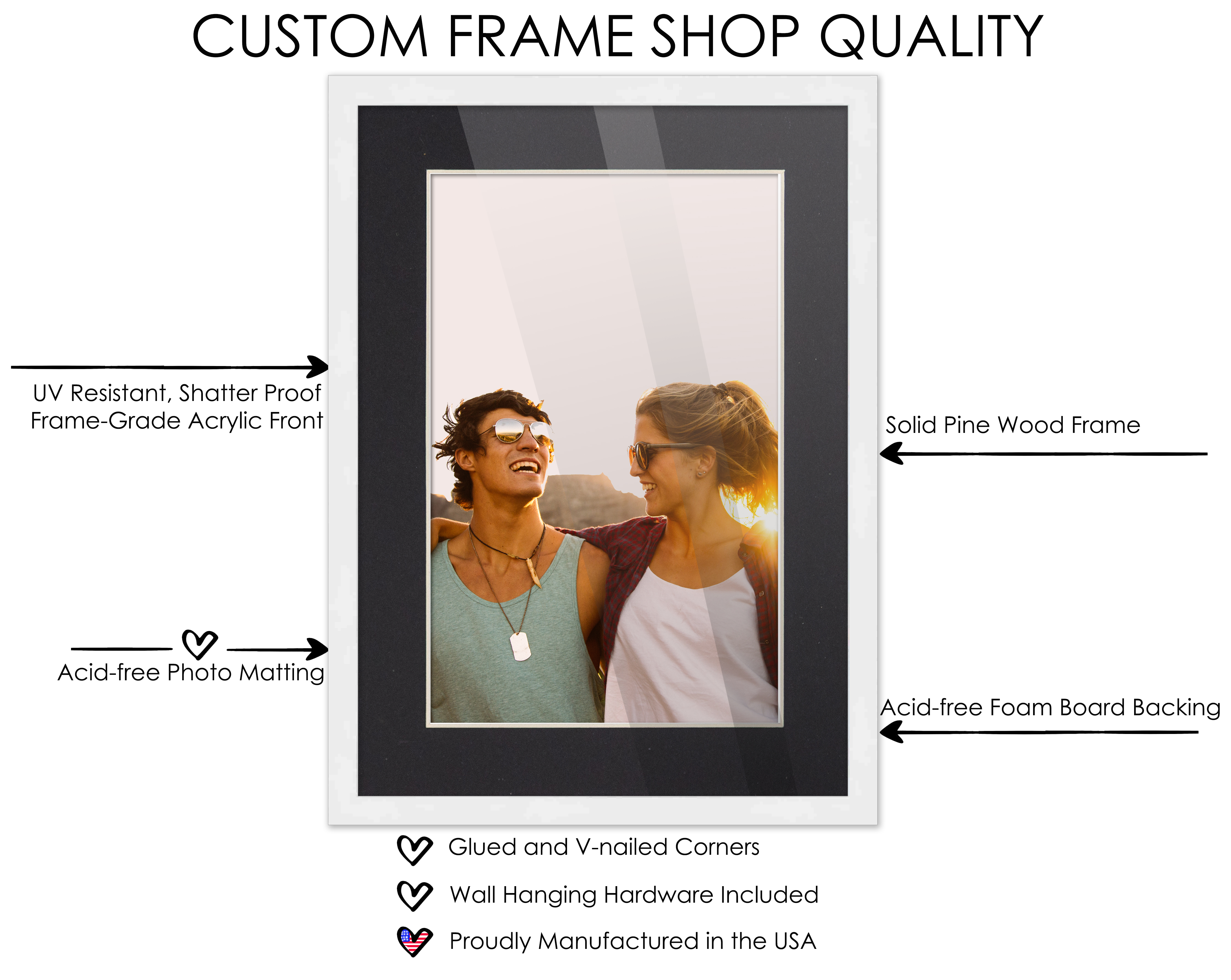 16x20 Frame White for 16x20 Picture or 18x24 Art Poster Without Black Photo Mat detailed image 5