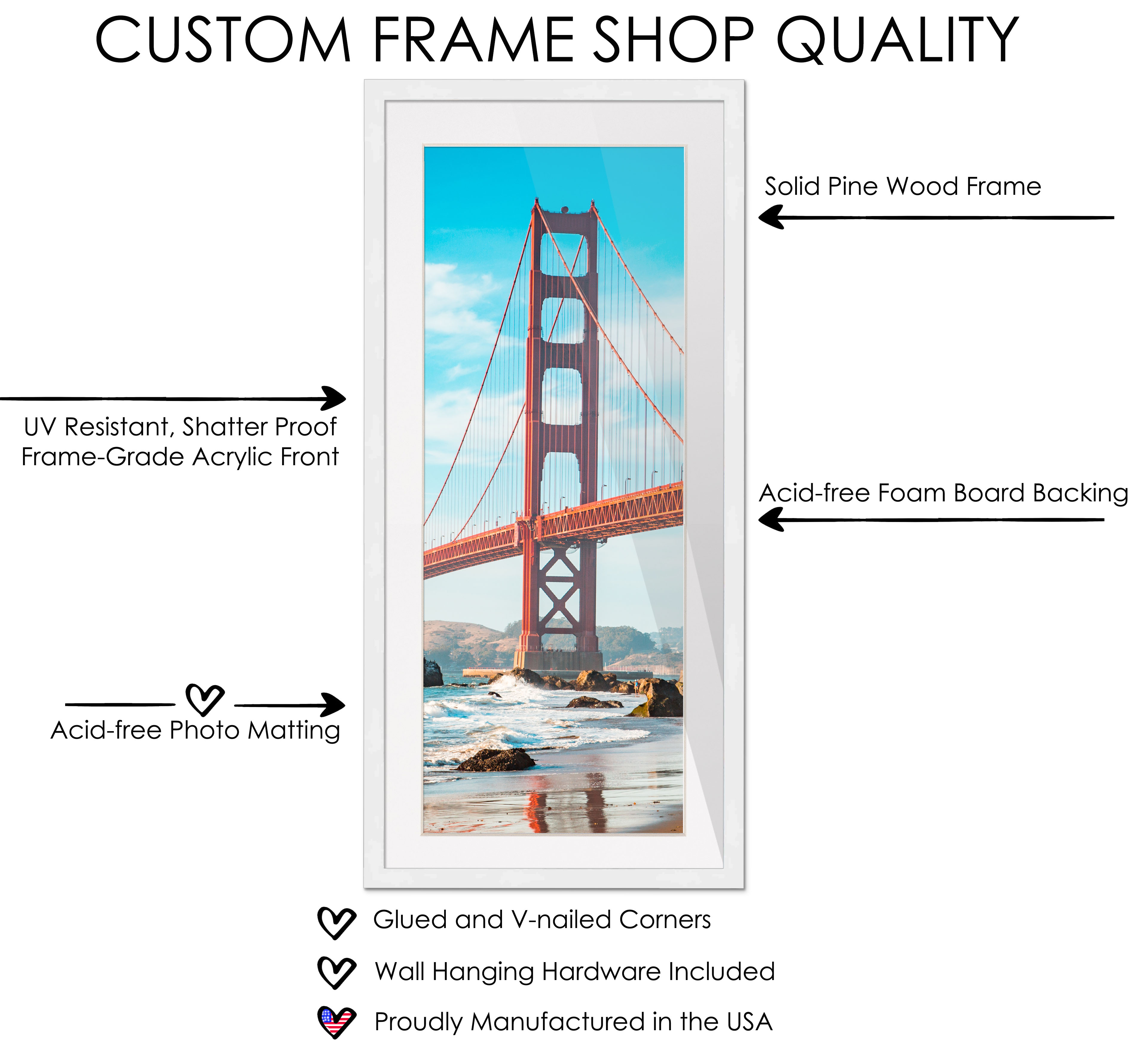 12x36 Rahmen weiß für 12x36 Bild oder 16x40 Kunst Poster ohne weißes Fotopassepartout - Bild 5 von 9