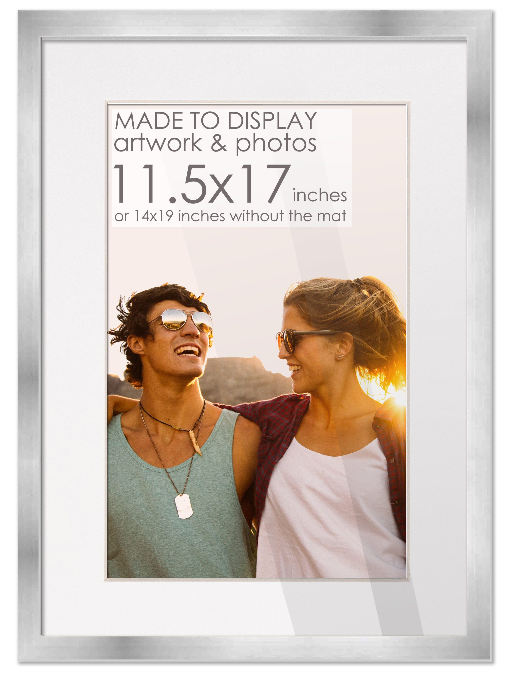 11,5x17 Silberrahmen für 11,5x17 Bild oder 14x19 Poster ohne weißes Fotopassepartout - Bild 1 von 9