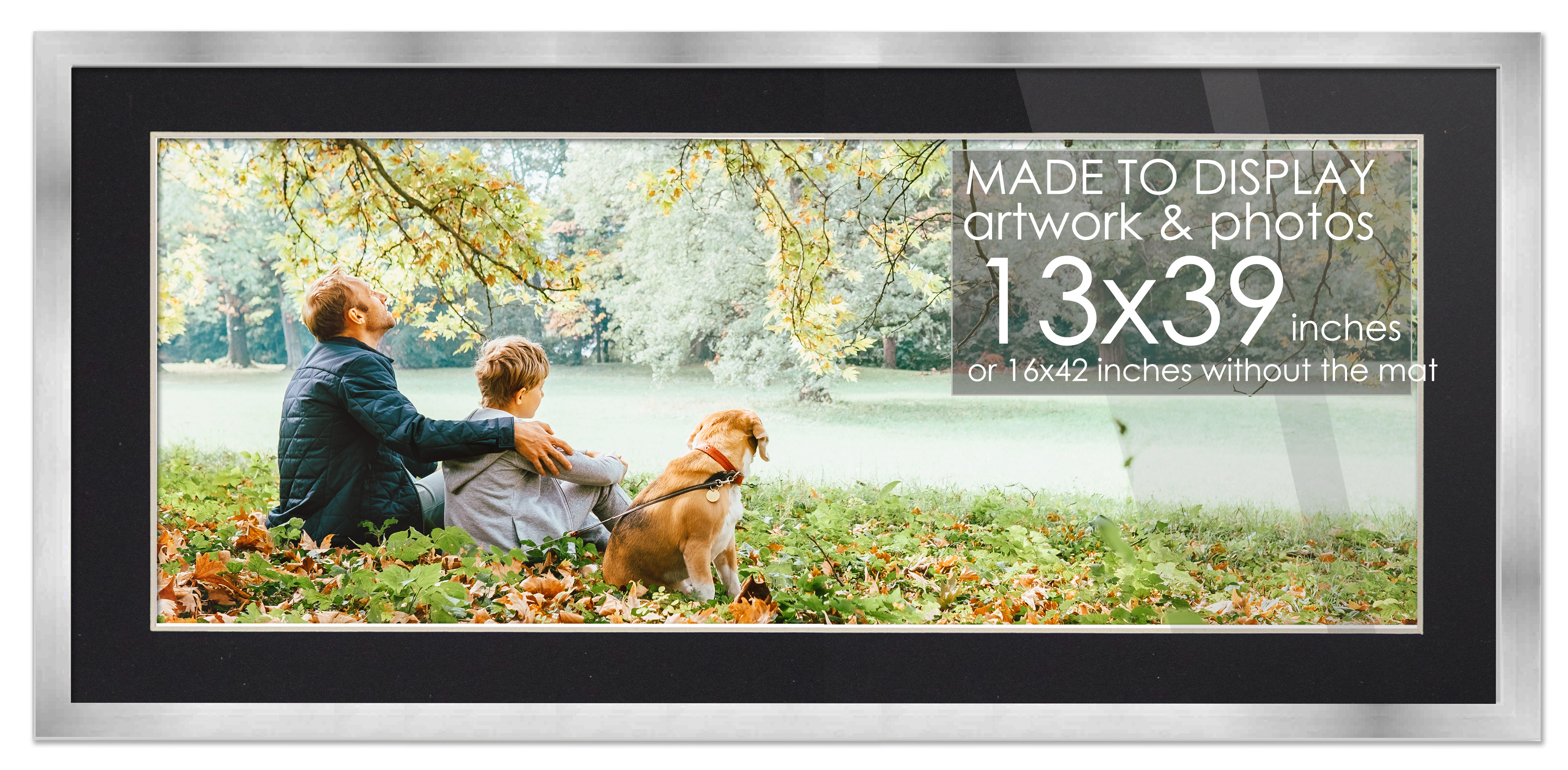13x39 Silver Frame for 13x39 Picture or 16x42 Art Poster Without Black Photo Mat main product image