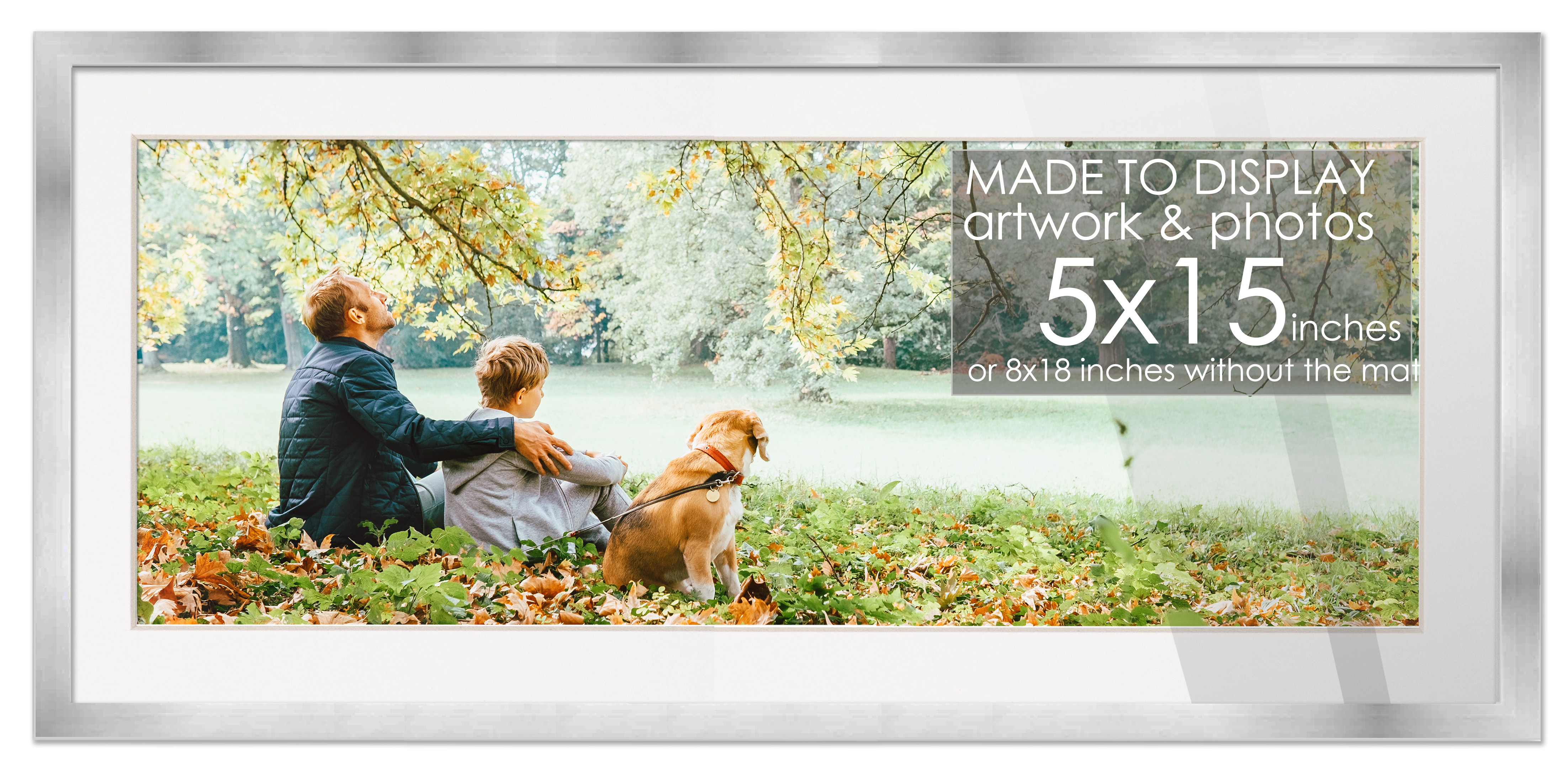 5×15 Silver Frame for 5×15 Picture or 8×18 Art Poster Without White Photo Mat