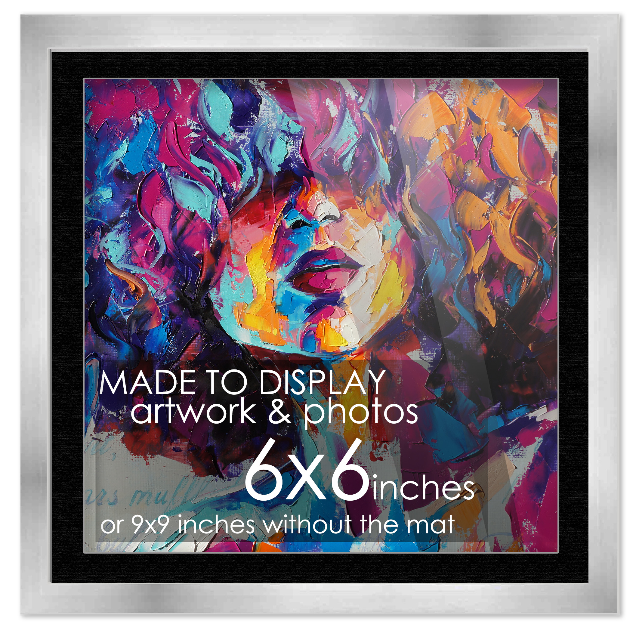 6x6 Silver Frame For 6x6 Picture Or 9x9 Art Poster Without Black Photo 6x6-silver-frame-for-6x6-picture-or-9x9-art-poster-without-black-photo