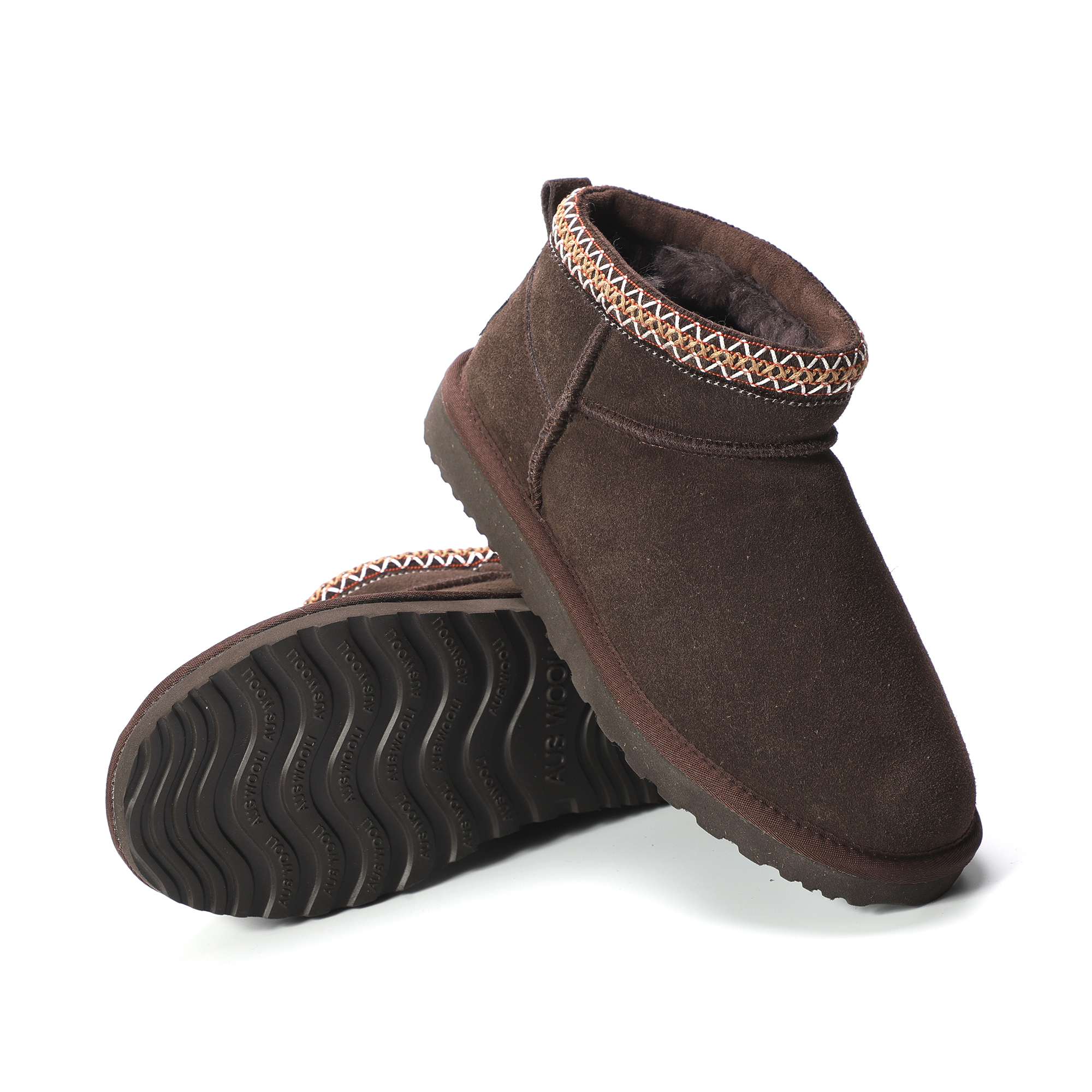 AUS WOOLI UGG Unisex Sheepskin Wool Altona Ankle Braid Boots - Picture 17 of 26