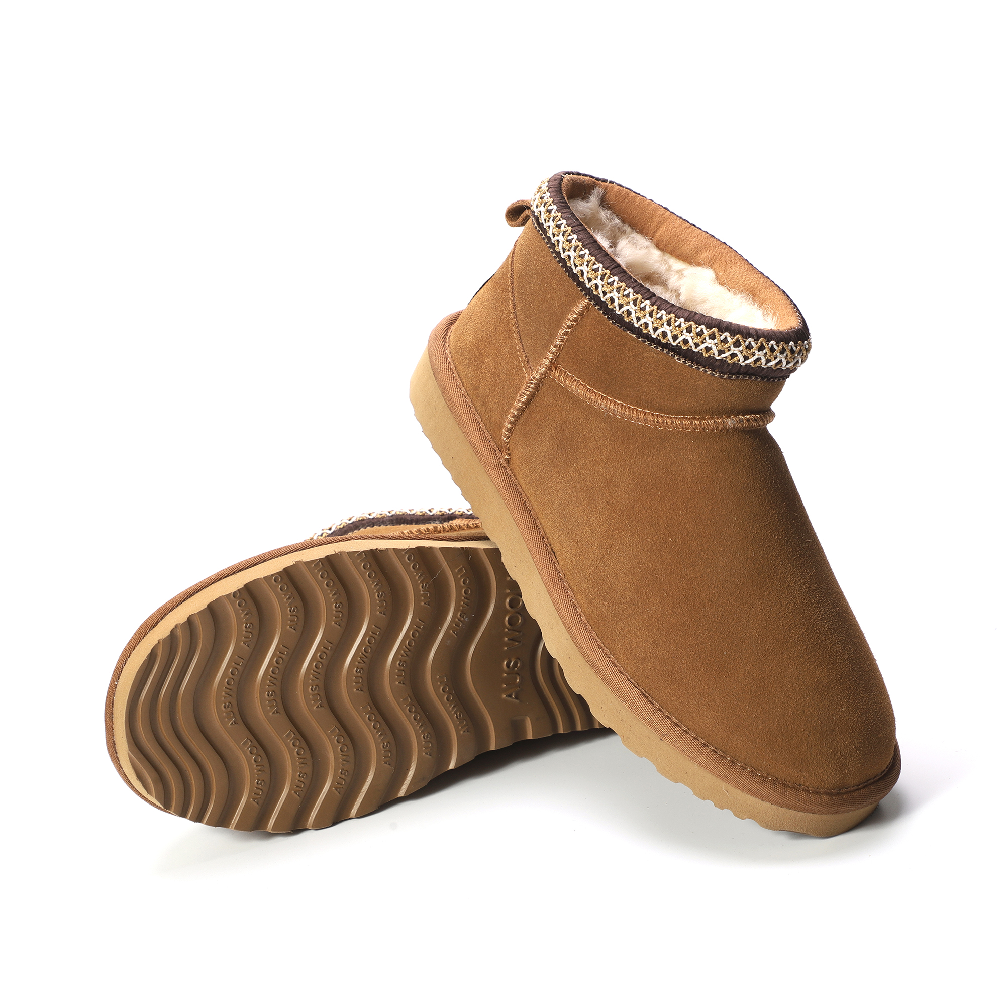 AUS WOOLI UGG Unisex Sheepskin Wool Altona Ankle Braid Boots - Picture 23 of 26