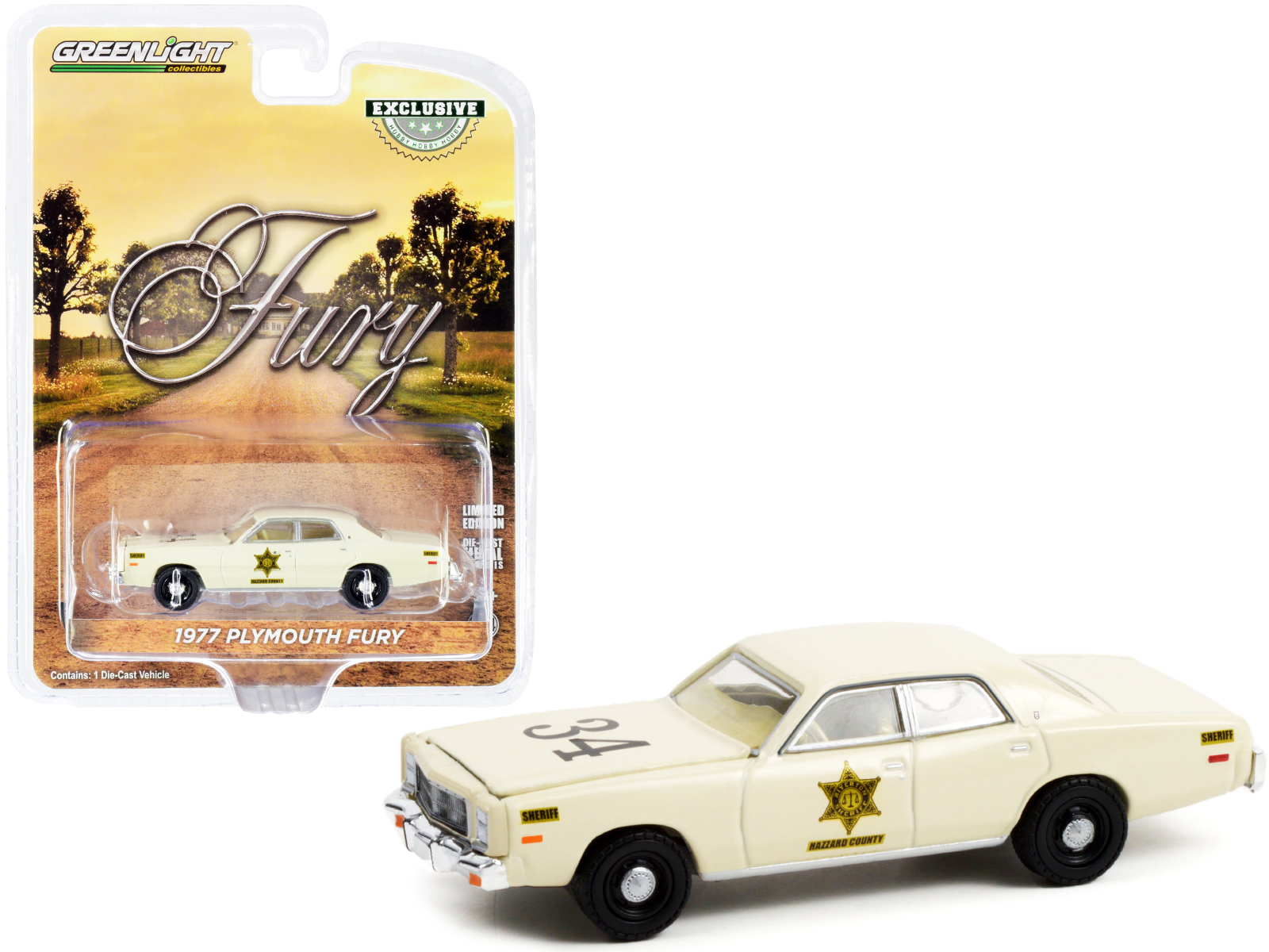 Voiture Miniature Greenlight Plymouth Fury 1977 Sheriff - Échelle 1/18 - Modèle Police