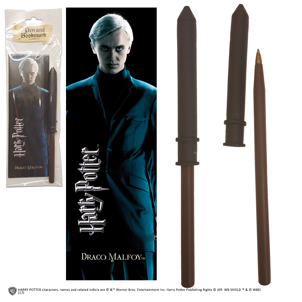 Official Harry Potter Draco Malfoy Wand Pen and Bookmark 849421003982