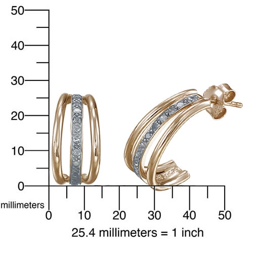 1/10 ct Diamond Hoop Earrings for Women Gold Plated Silver Prong 1 Inch - Picture 15 of 16