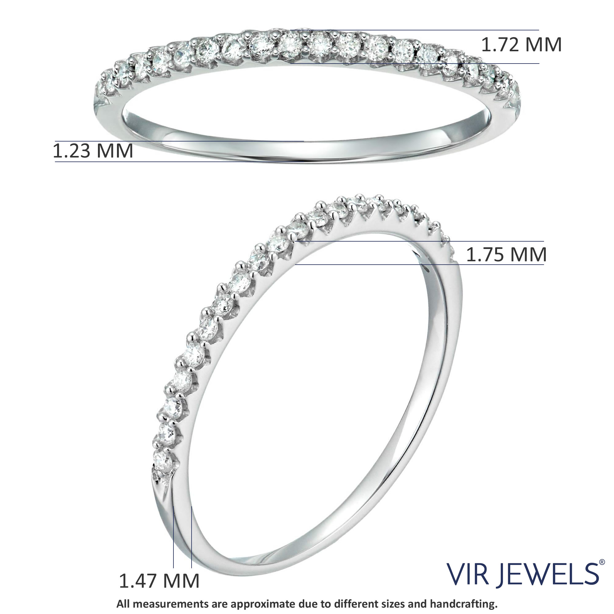 1/10 ct Diamond Wedding Band for Women in 10K Gold Micro Pave Petite Prong - Picture 9 of 15