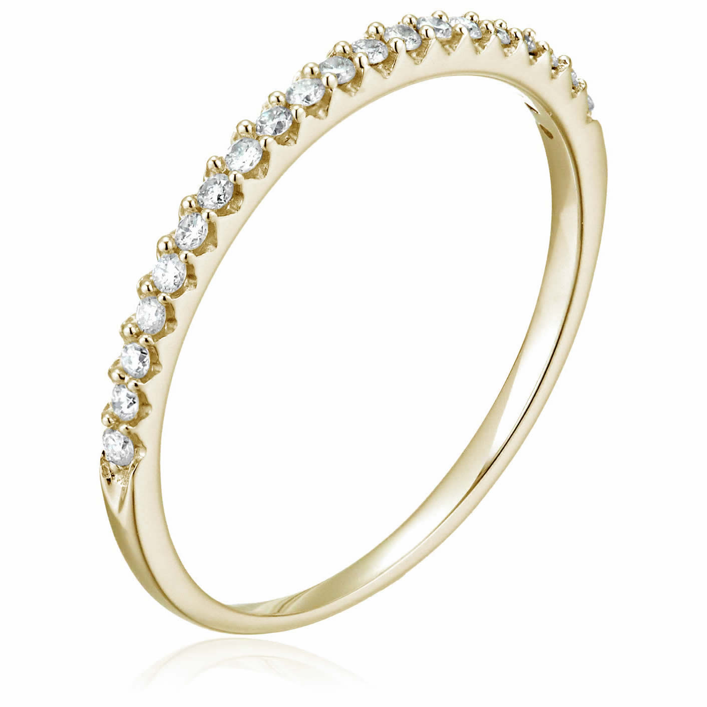1/6 cttw Micropave Diamond Wedding Band in 10K Gold Prong Set - Picture 11 of 14