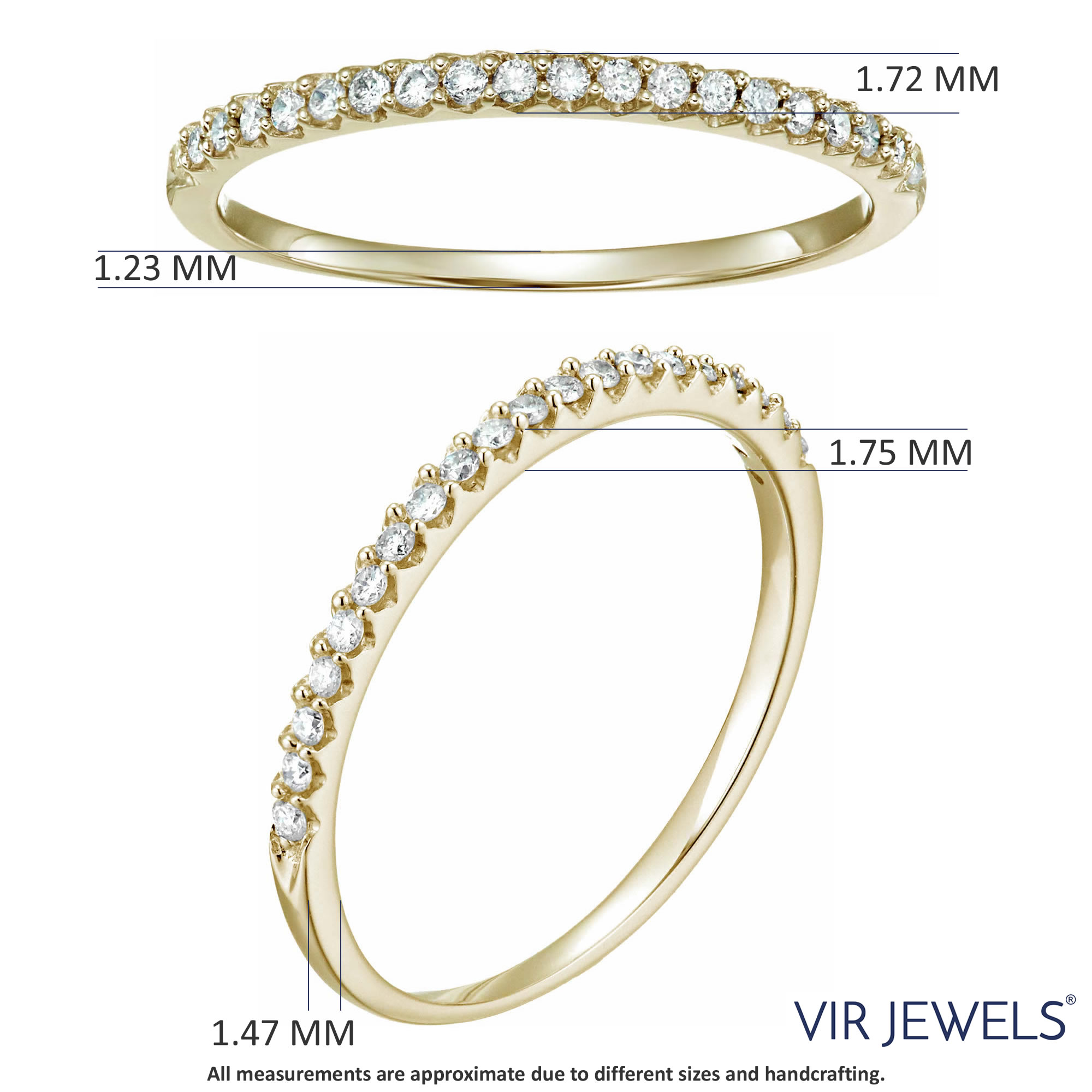 1/6 cttw Micropave Diamond Wedding Band in 10K Gold Prong Set - Picture 13 of 14