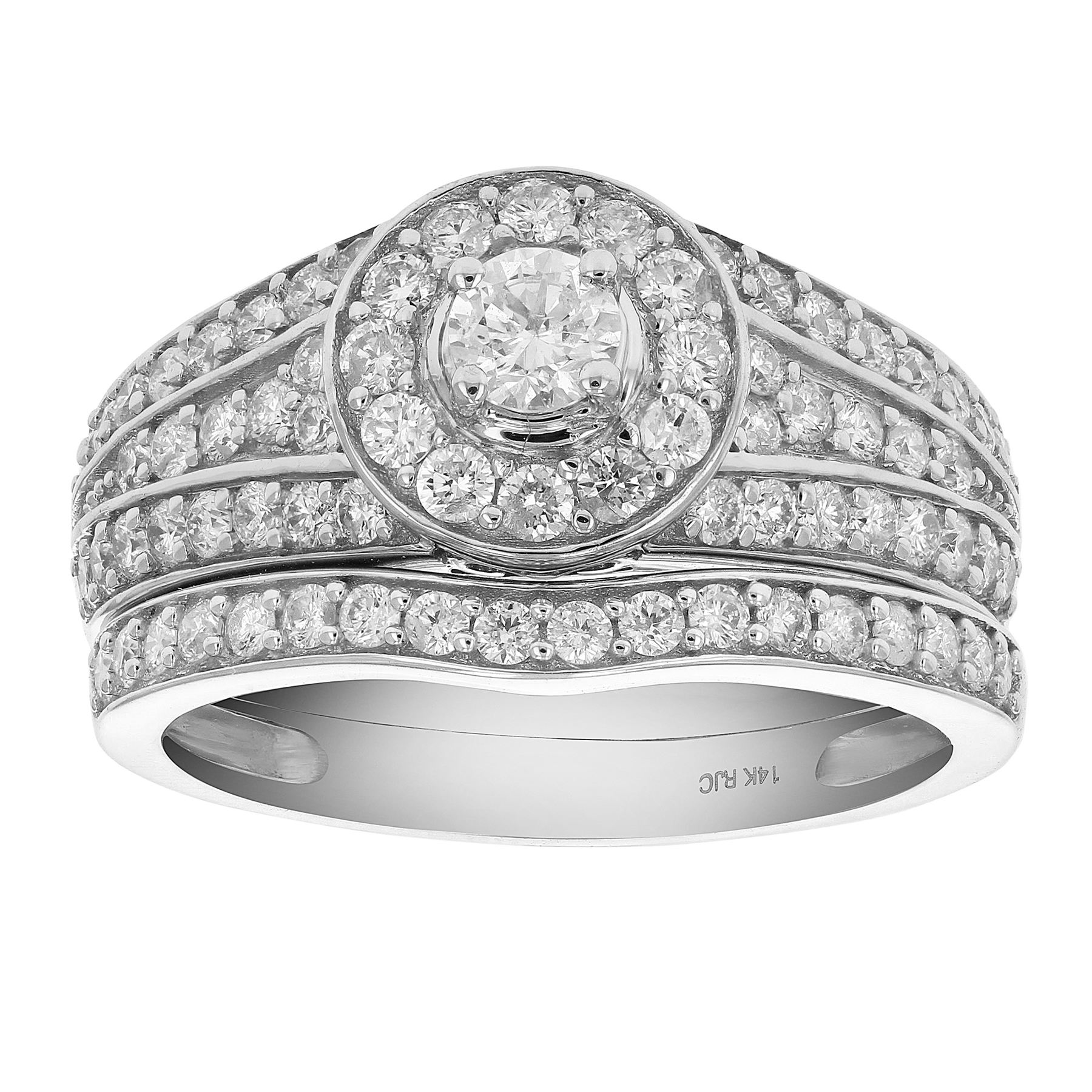 Diamond Wedding Ring Sets for Women 1 CT 14K White Gold Multi Row Engagement