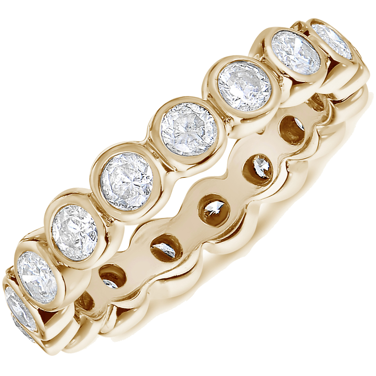 1.50 cttw Diamond Eternity Ring Wedding Band 14K White or Yellow Gold Bezel Set - Picture 14 of 17
