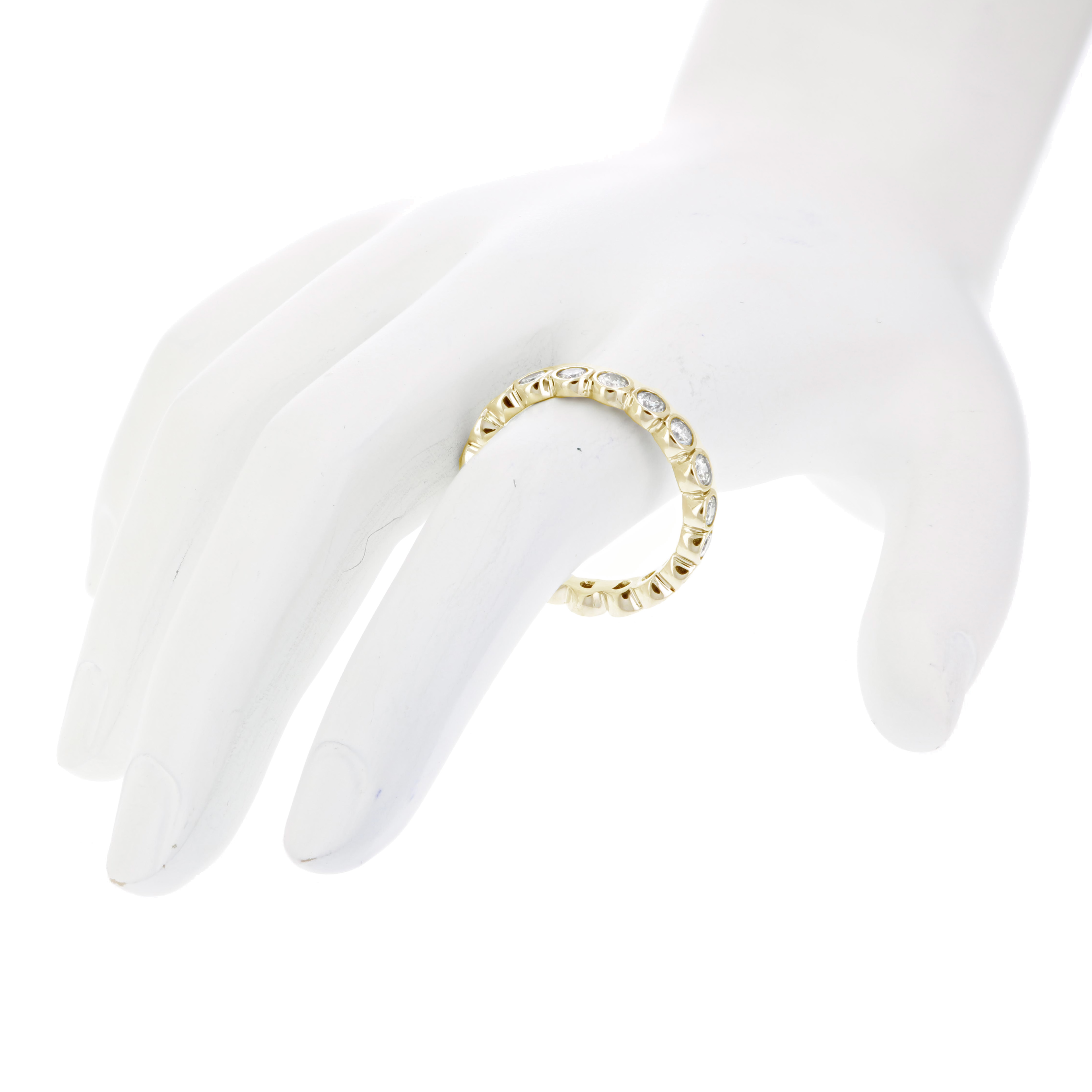 1.50 cttw Diamond Eternity Ring Wedding Band 14K White or Yellow Gold Bezel Set - Picture 17 of 17