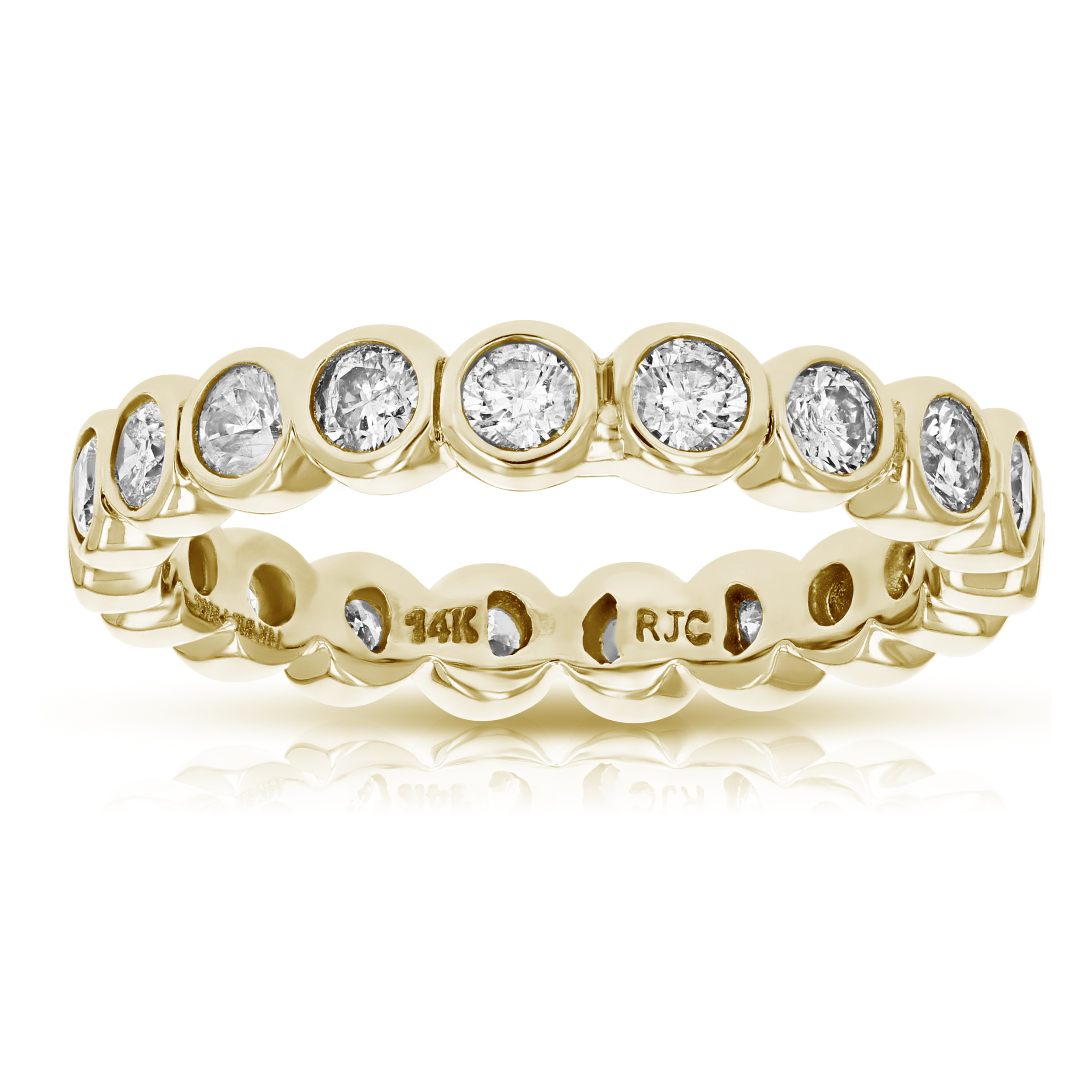 1.50 cttw Diamond Eternity Ring Wedding Band 14K White or Yellow Gold Bezel Set - Picture 13 of 17