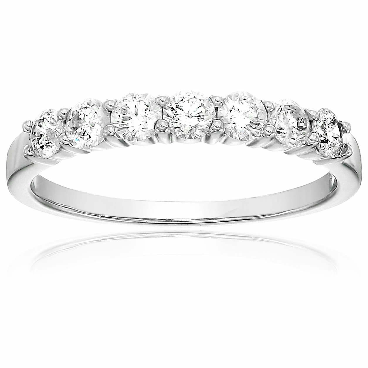1-2-cttw-Certified-SI1-SI2-7-Stone-Diamond-Wedding-Band-14K-Gold
