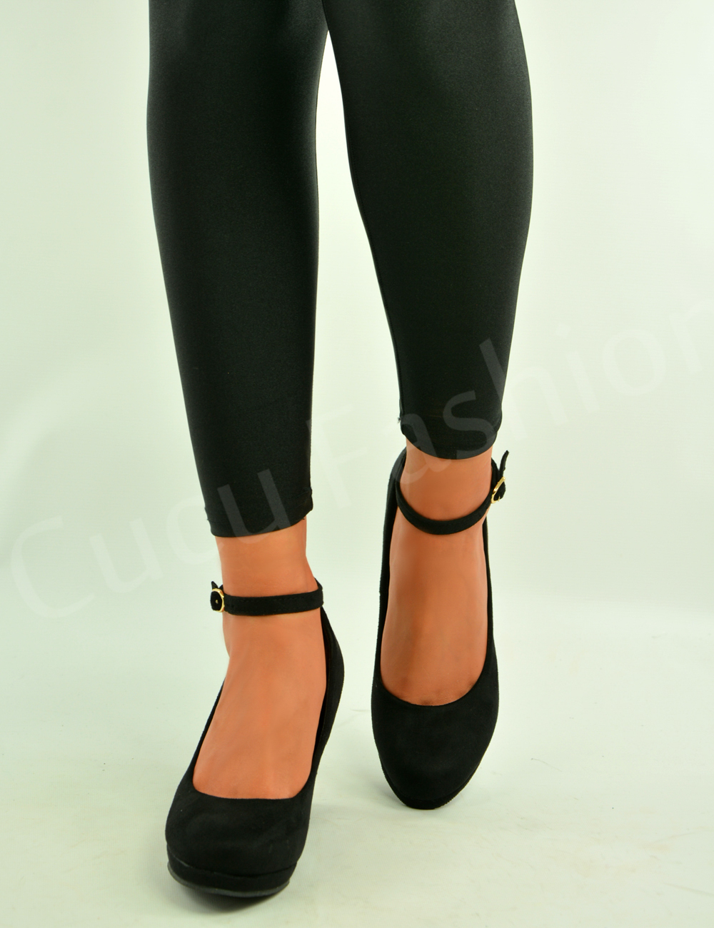 Ladies Womens Wedge Pumps Ankle Strap High Heels Platform