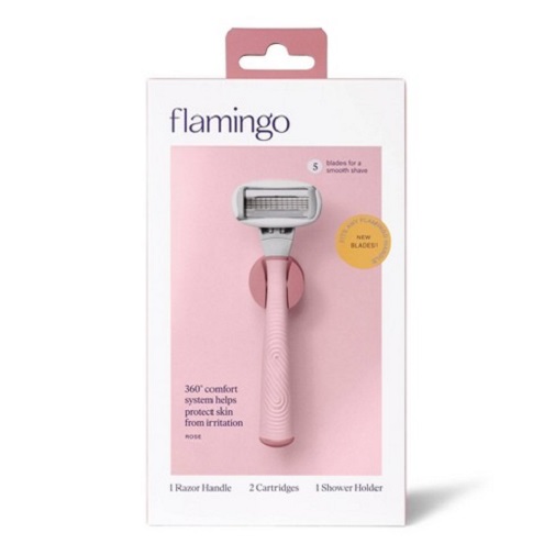Flamingo 5-Blade Women's Razor Handle + 2 Razor Blade