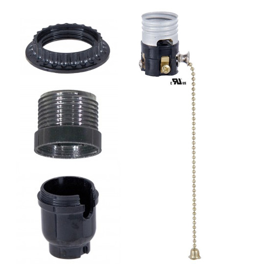 B&P Lamp® Plastic Pull Chain Socket With Retaining Ring