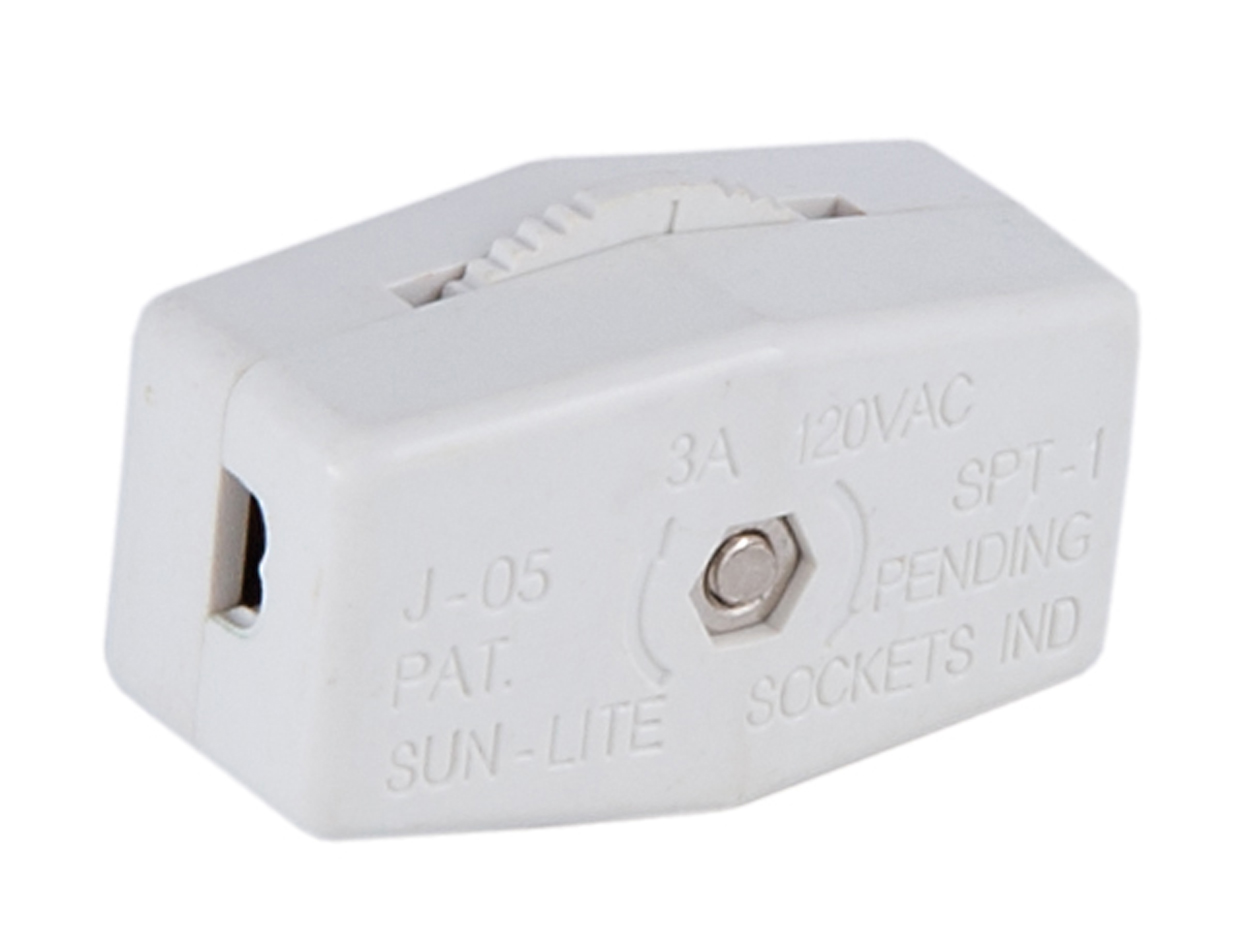 B&P Lamp® White Inline Rotary Cord Switch For 18/2 Spt-1 Lamp Cord