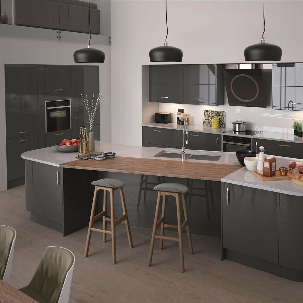 Kitchen Tall Oven Housing Cabinet VIVO SLAB GLOSS ANTHRACITE (18mm