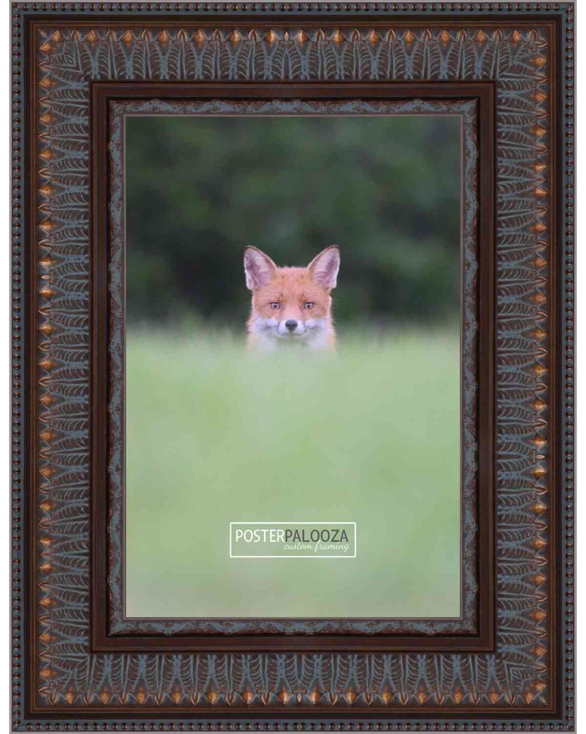 Photo Size 3.5″ Wide Ornate Brown Frame – UV Acrylic, Backing, Hanging Hardware
