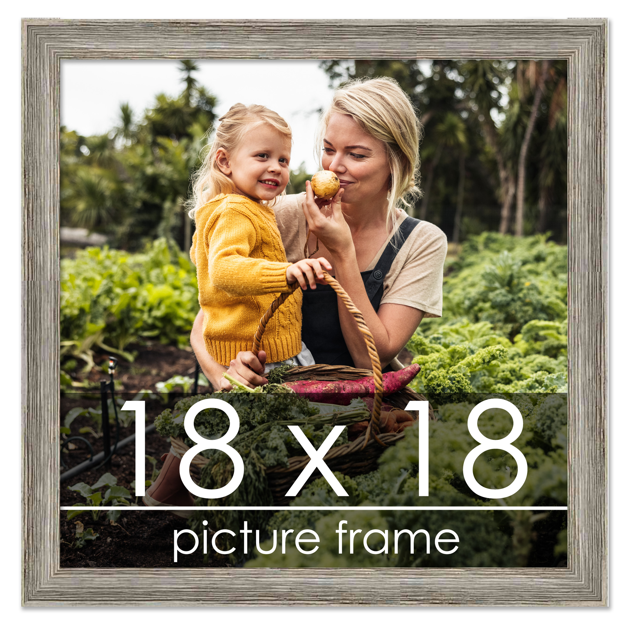 18x18 Thin Barnwood Picture Frame, UV Acrylic, 2 Finishes - Grey and Black - Picture 11 of 18