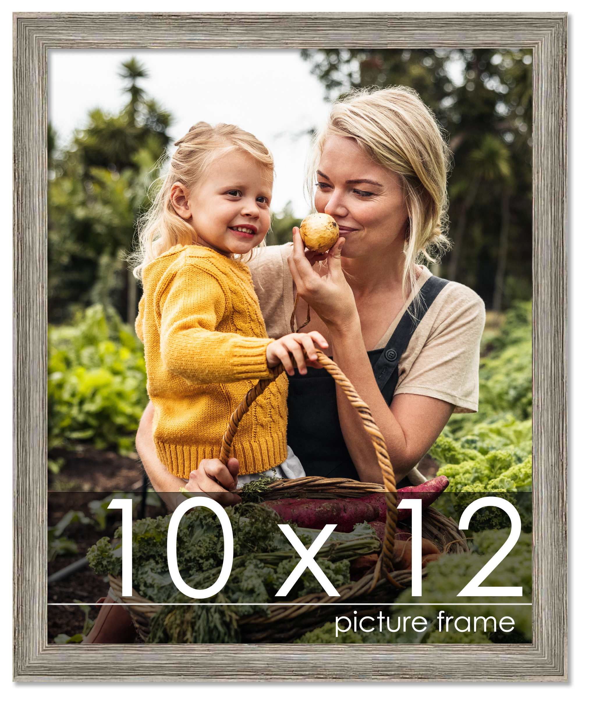 10×12 Thin Barnwood Picture Frame, UV Acrylic, 2 Finishes – Grey and Black
