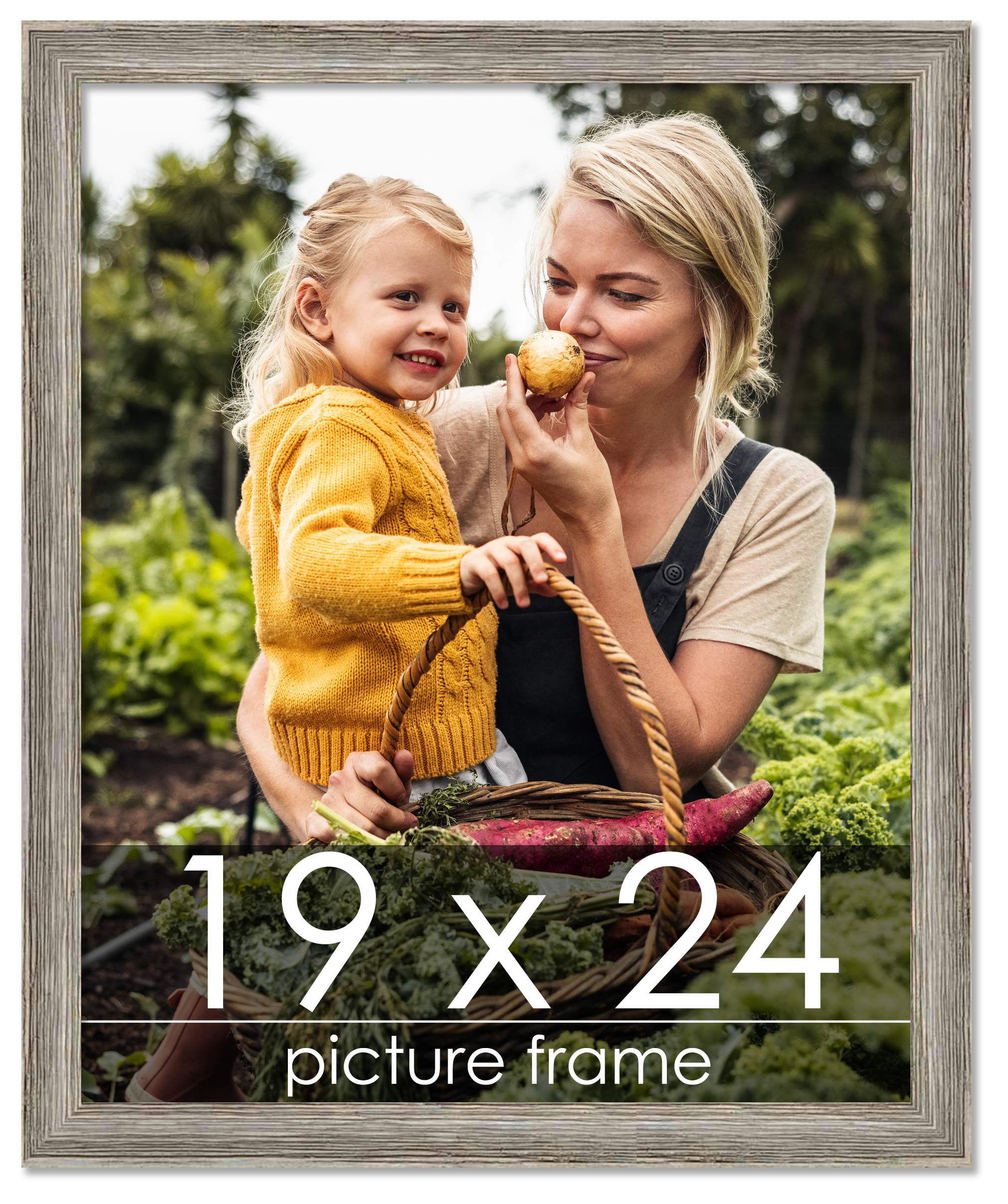 19×24 Thin Barnwood Picture Frame, UV Acrylic, 2 Finishes – Grey and Black