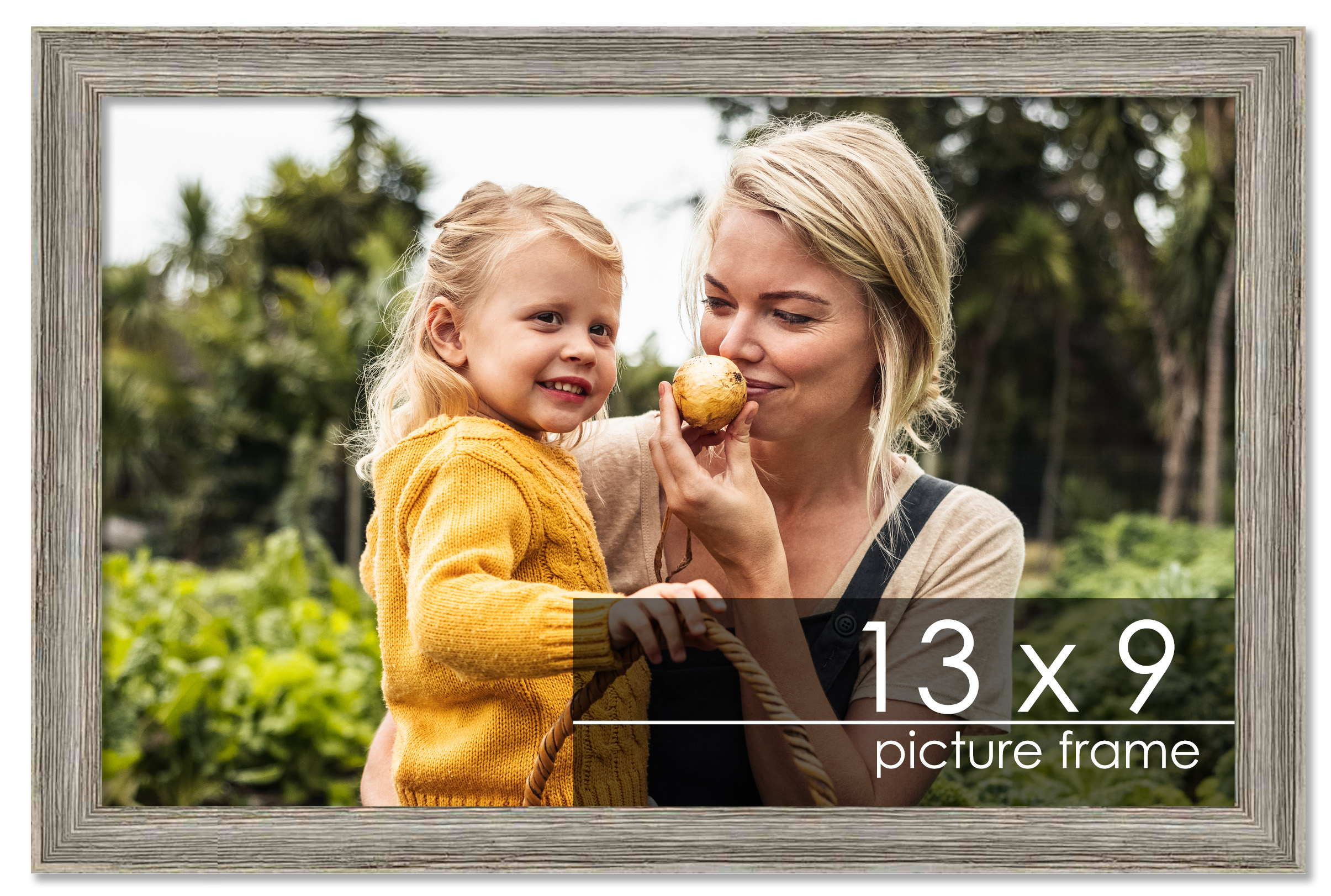 13×9 Thin Barnwood Picture Frame, UV Acrylic, 2 Finishes – Grey and Black