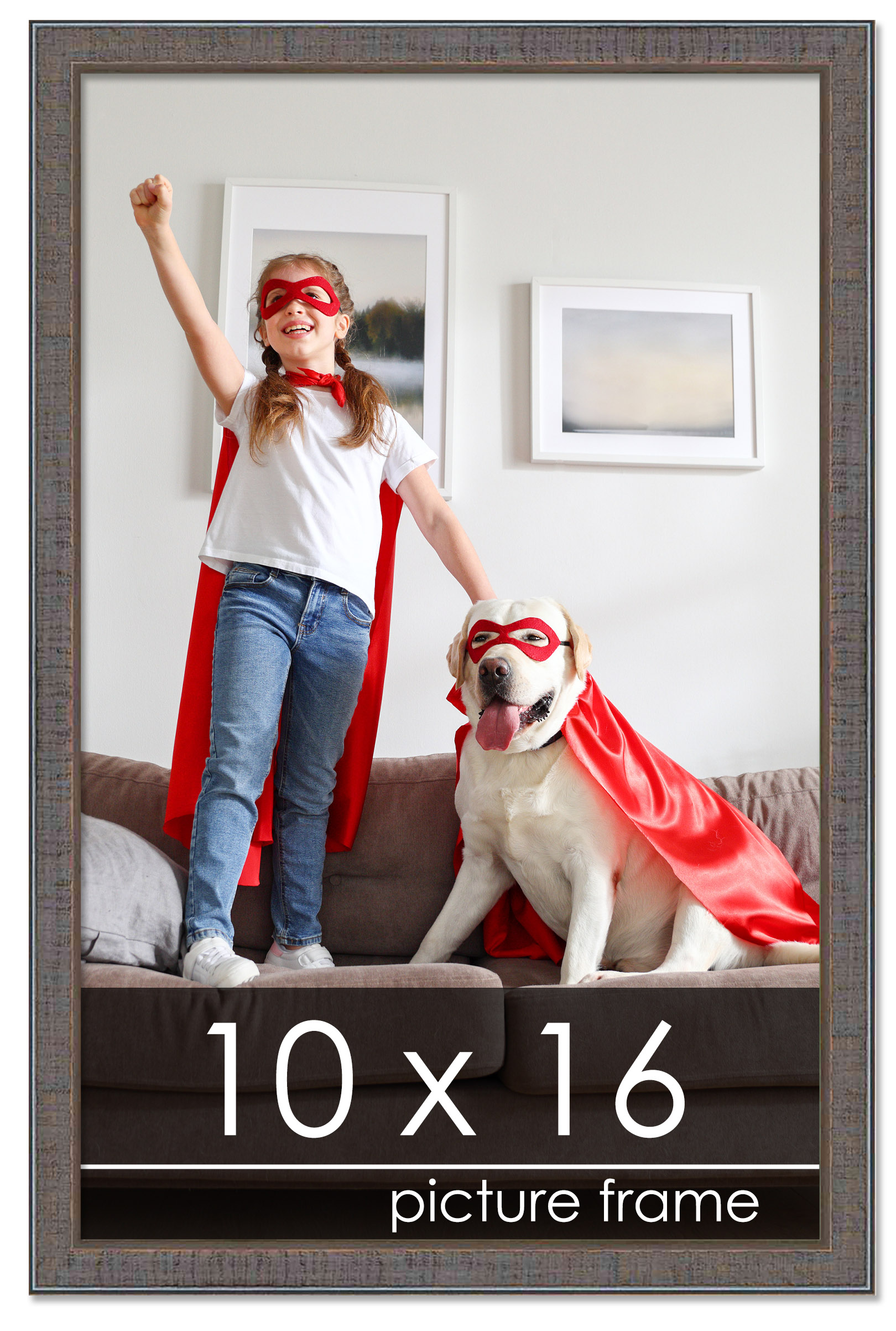 Textured Grey Picture Frame – UV Acrylic,Backing, Hanging Hardware