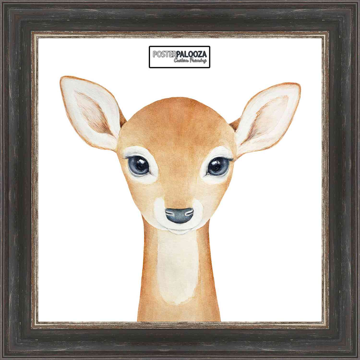 Square Weathered Black Picture Frame – UV Acrylic, Backing, Hanging Hardware