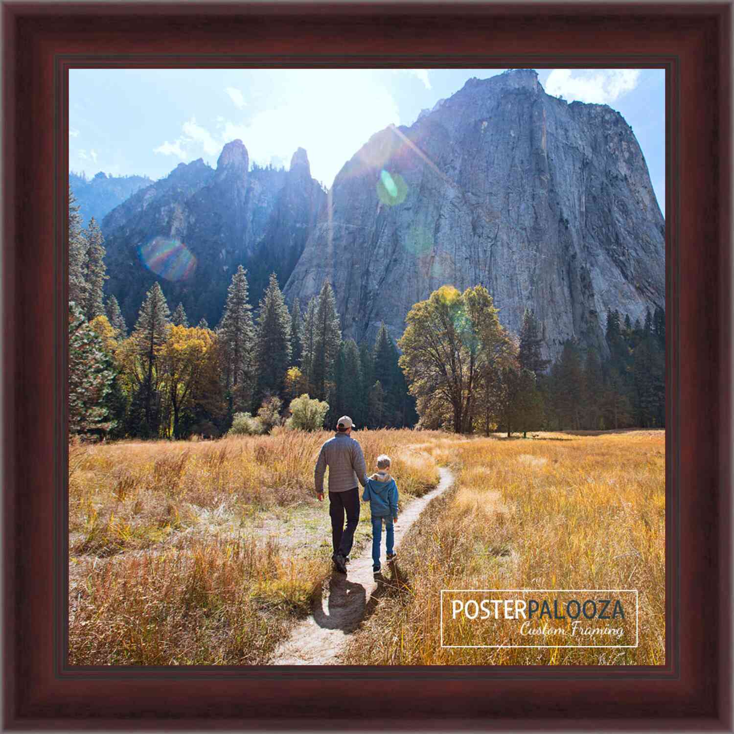 Square Linear Brown Picture Frame – UV Acrylic, Backing, Hanging Hardware
