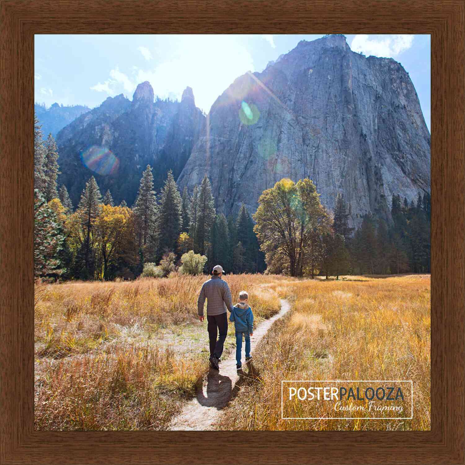 Square Simple Brown Picture Frame – UV Acrylic, Backing, Hanging Hardware