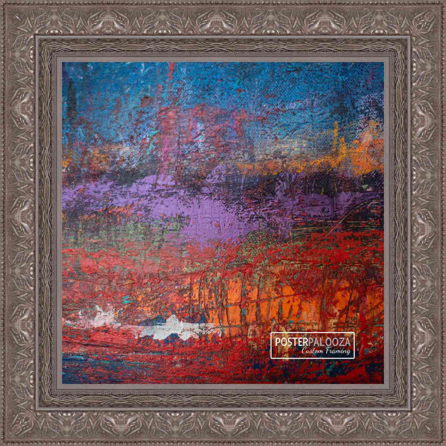Square Museum Silver Picture Frame – UV Acrylic, Backing, Hanging Hardware