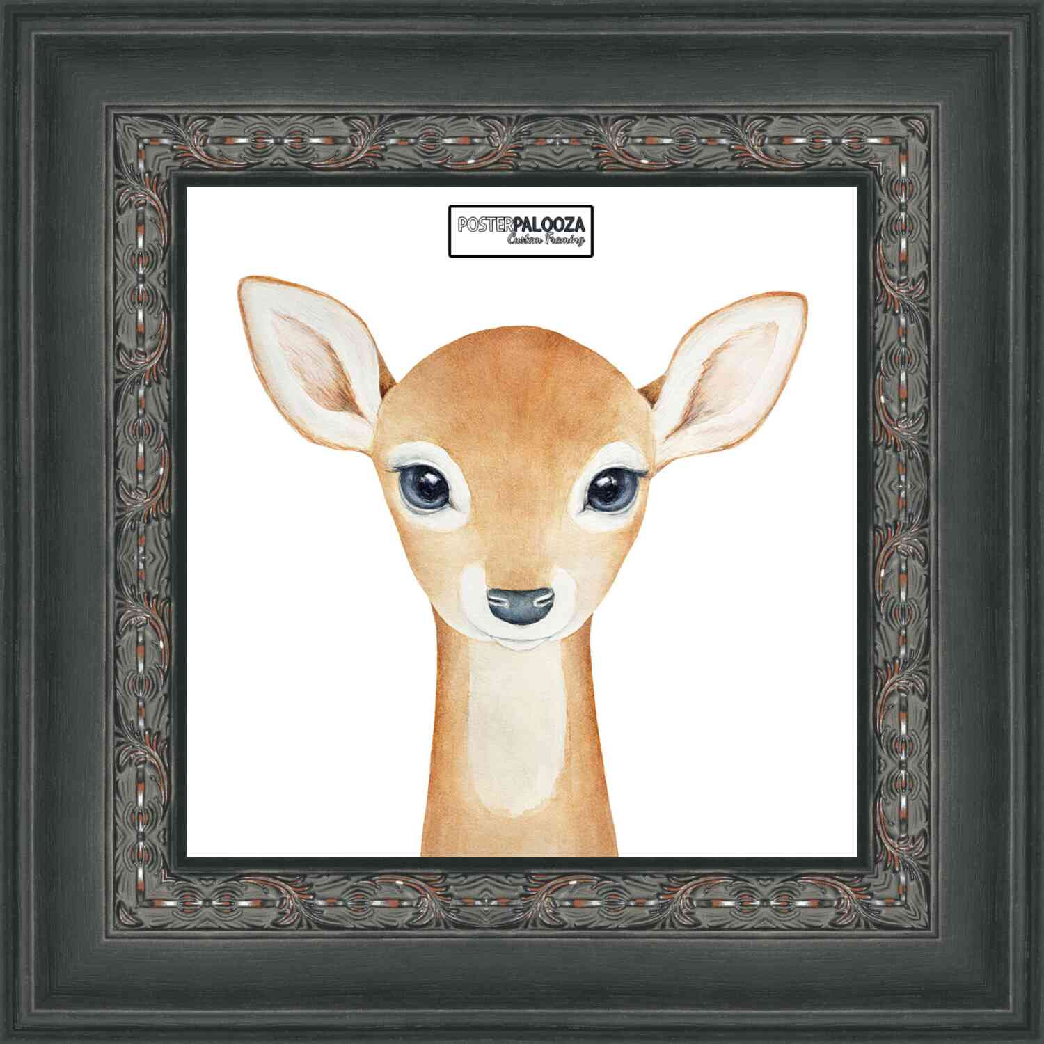 Square 3.5″ Wide Ornate Black Frame – UV Acrylic, Backing, Hanging Hardware