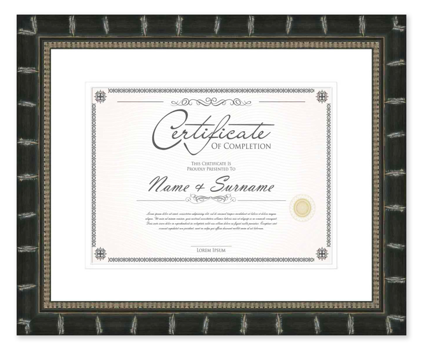 Marco Diploma Negro, Estera Blanca Sin Ácido, Acrílico UV, 8 Tamaños - Imagen 1 de 46