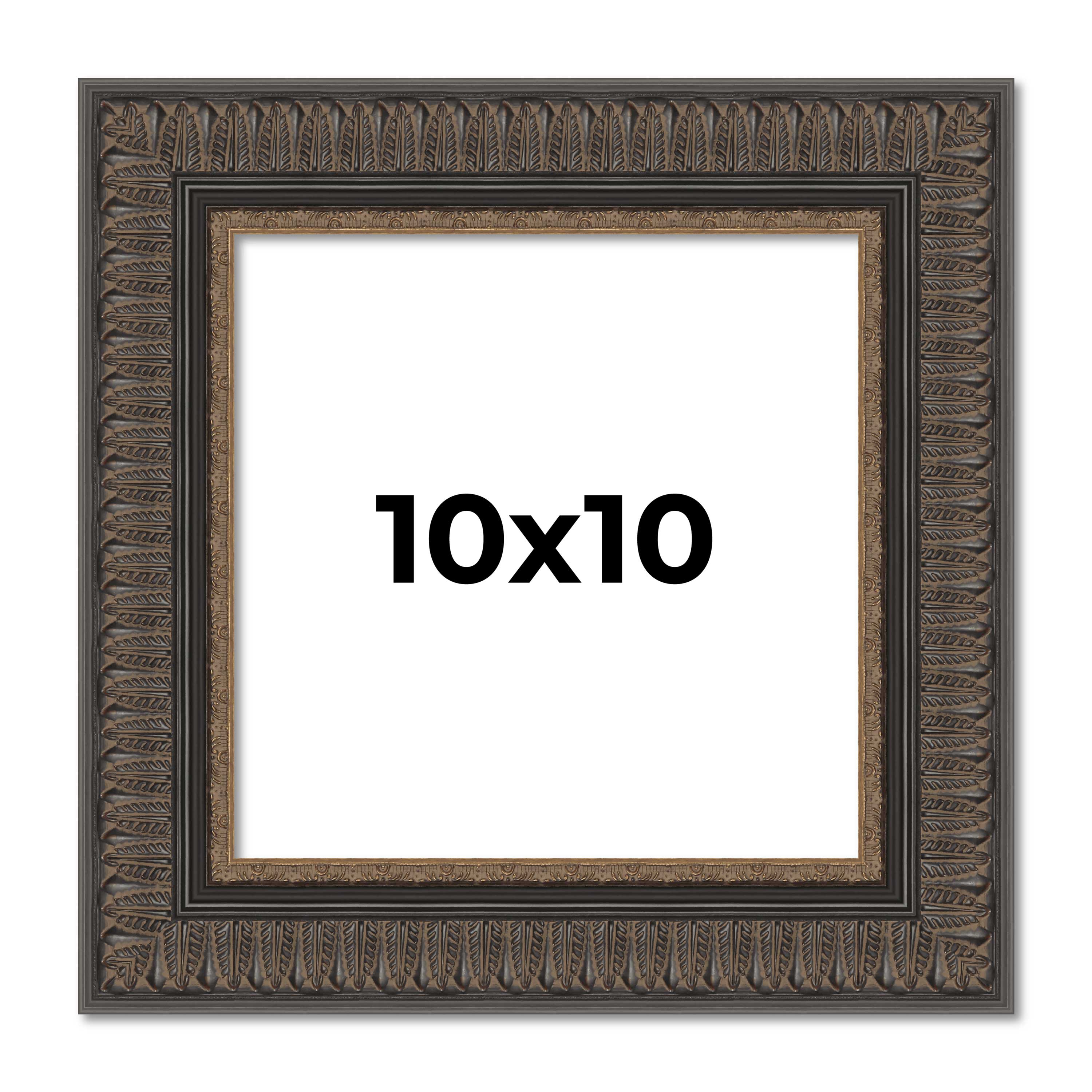 Square Museum Brown Picture Frame – UV Acrylic, Backing, Hanging Hardware