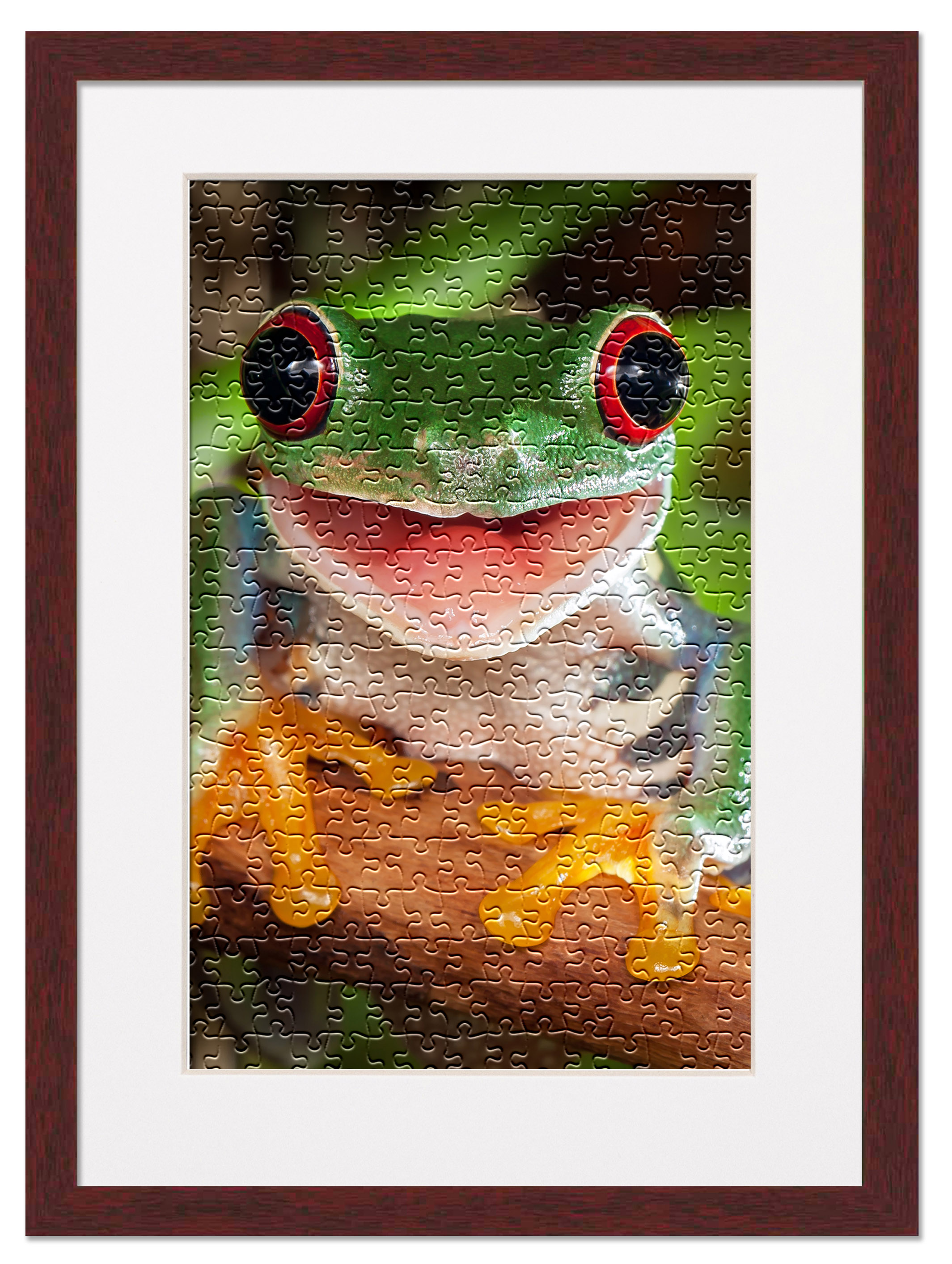 Brown Wood Puzzle Frame Kit - Glue Sheets, White Mat, UV Acrylic - 20 Sizes - Bild 39 von 181