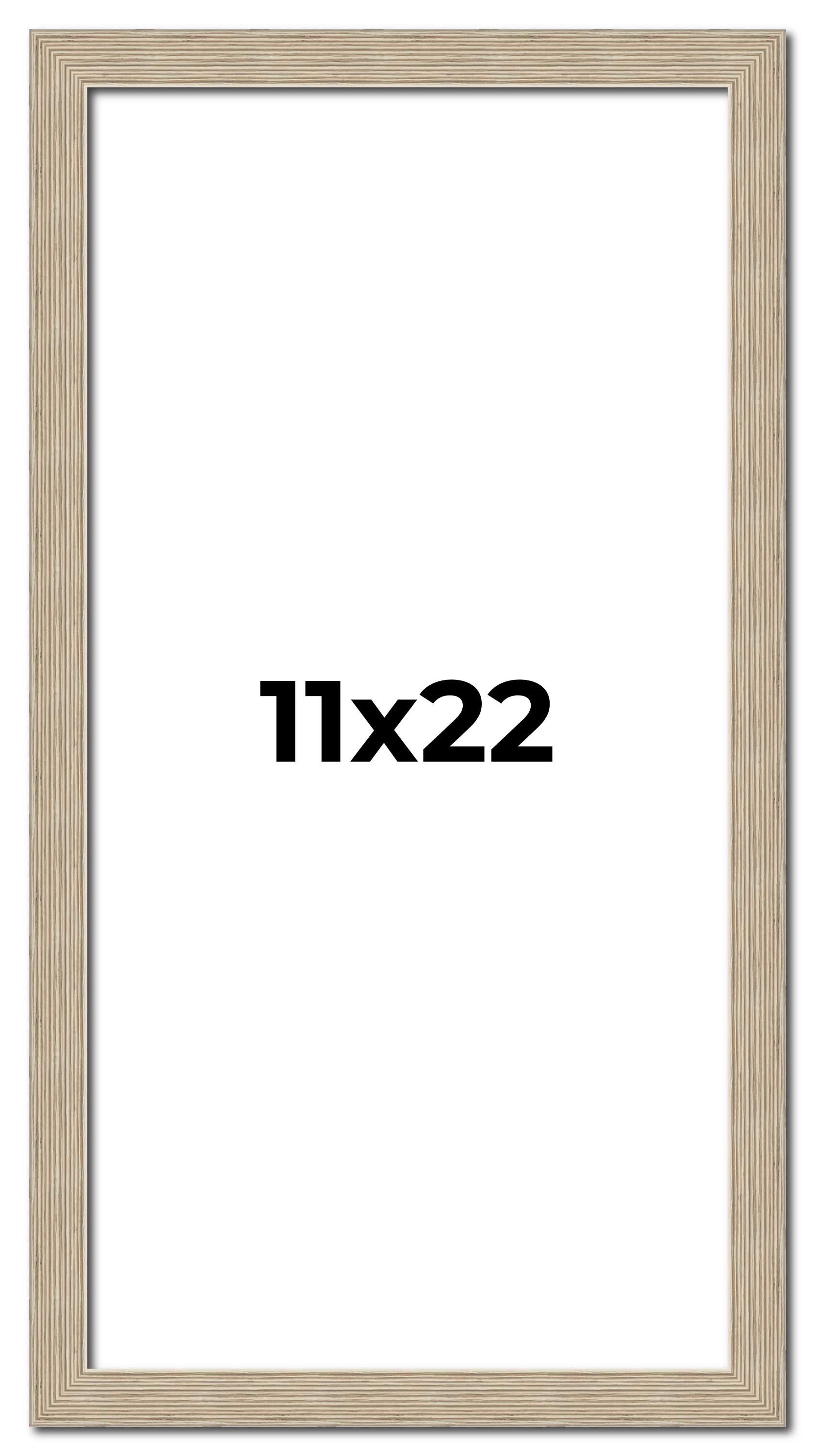 11×22 Frame Grey Solid Wood Picture Frame Width 1 Inches | Interior Frame Depth