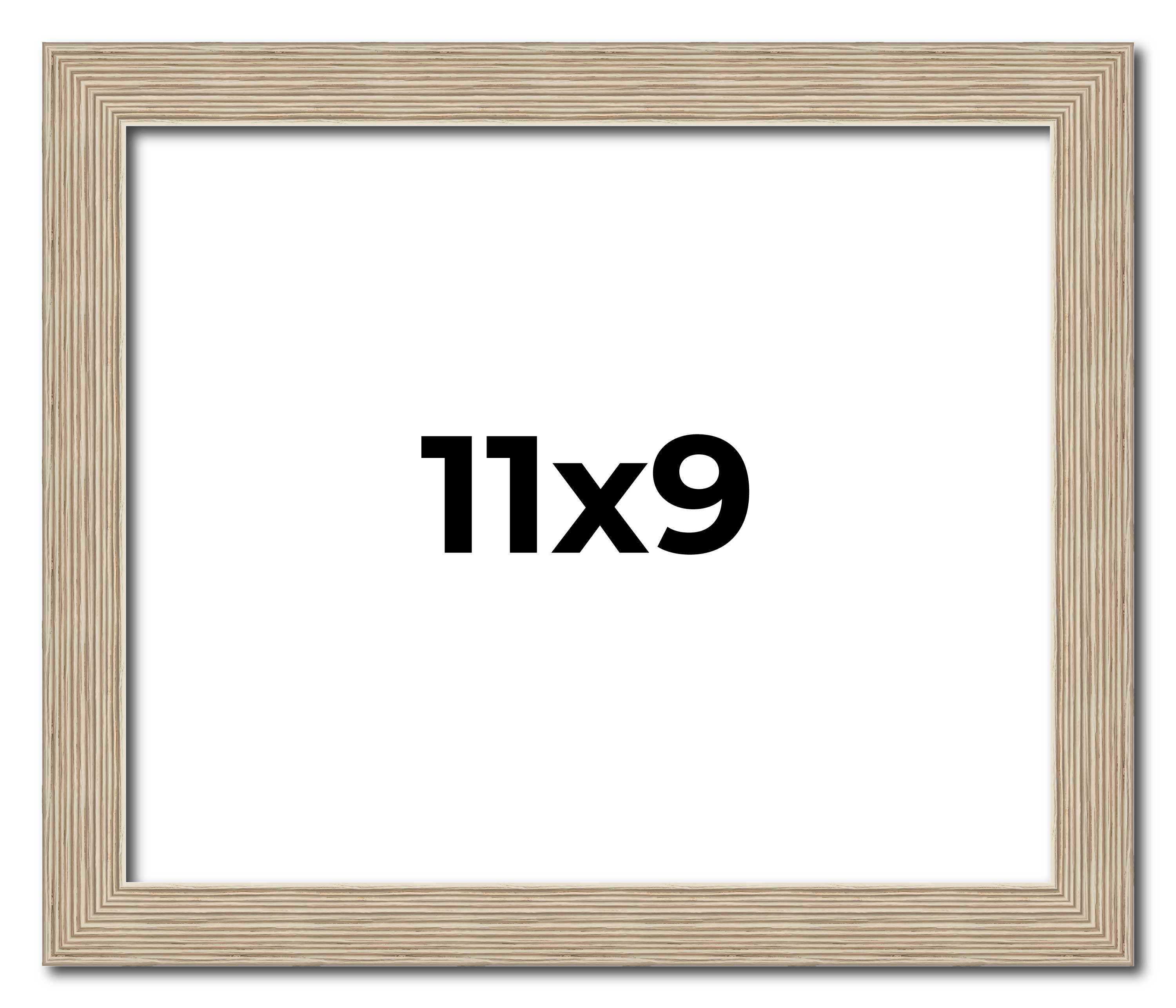 11×9 Frame Grey Solid Wood Picture Frame Width 1 Inches | Interior Frame Depth 0
