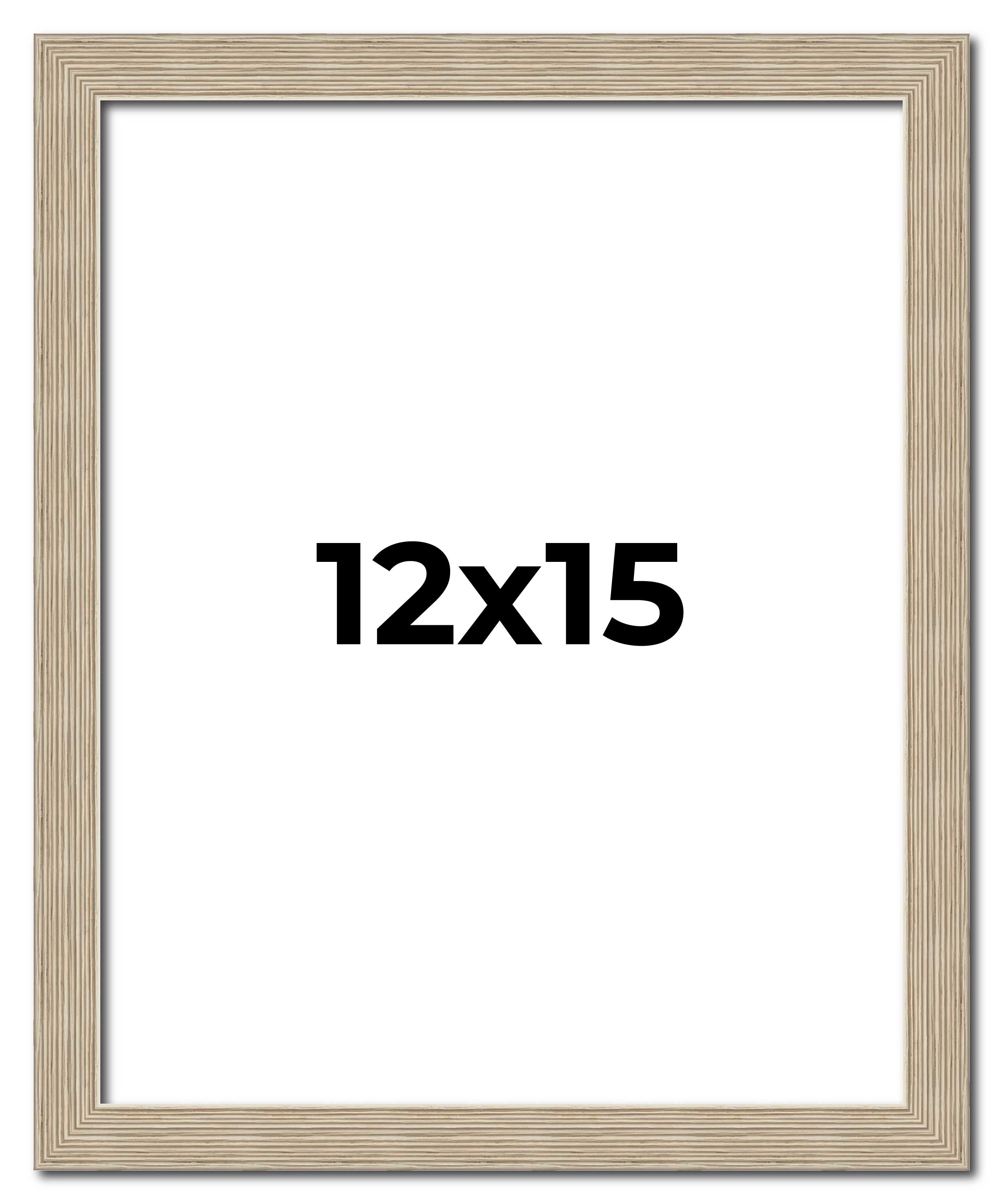 12×15 Frame Grey Solid Wood Picture Frame Width 1 Inches | Interior Frame Depth